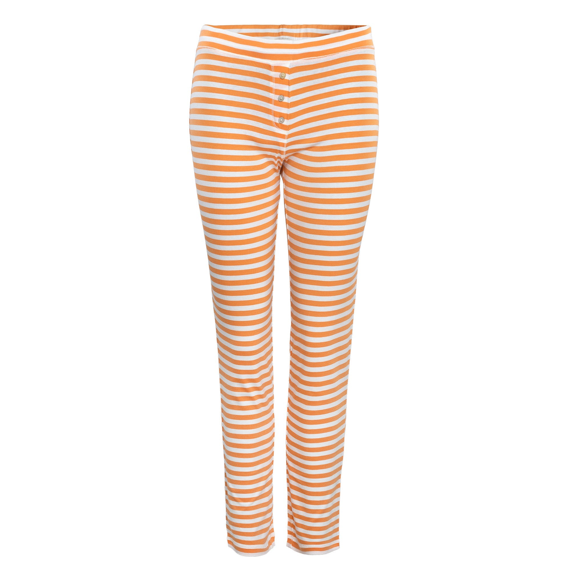 Organic Cotton Sleep Leggings: Women - M Orange Stripe
