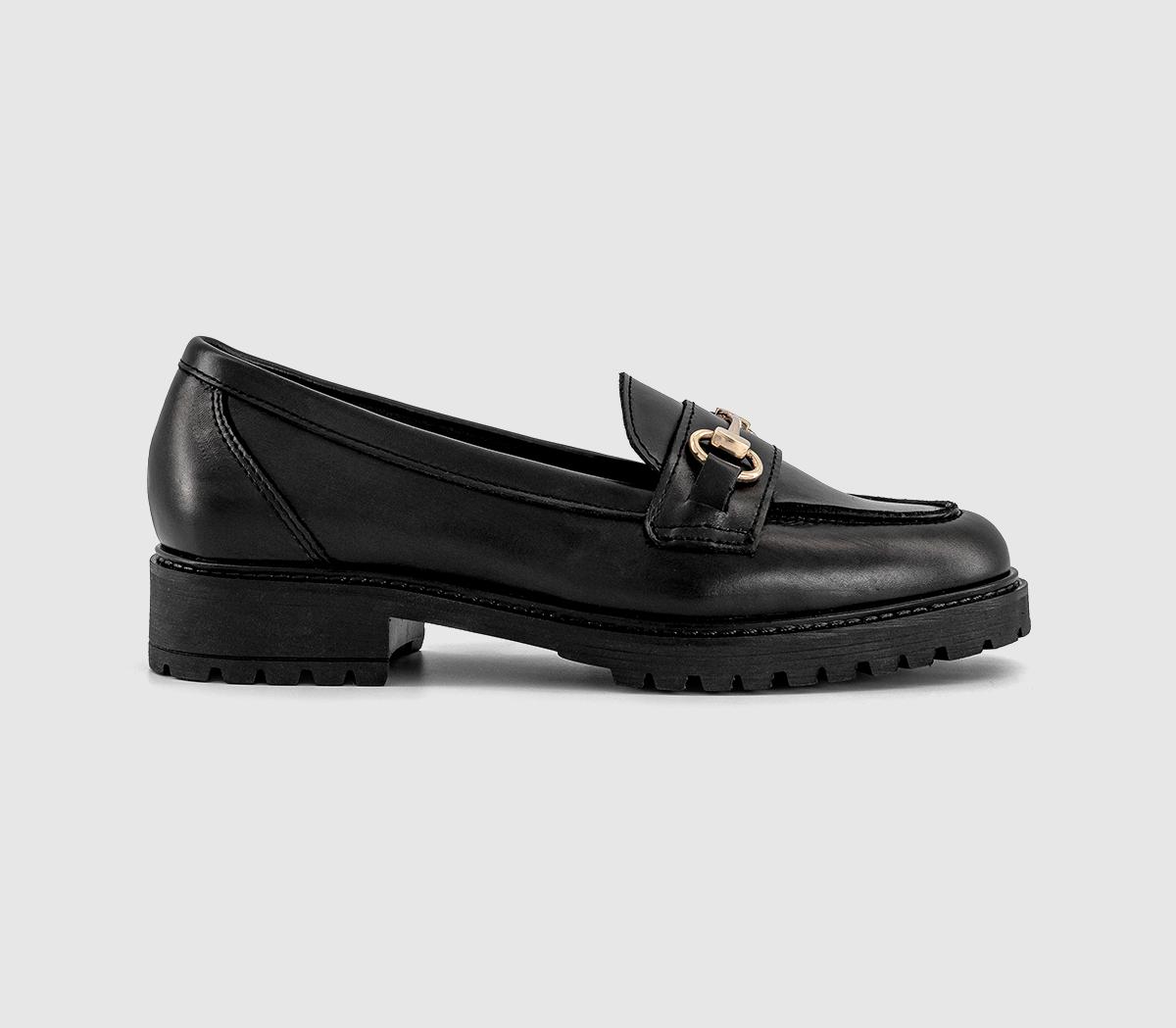 OFFICE Womens Fontana Cleated Sole Snaffle Loafers Black Leather
