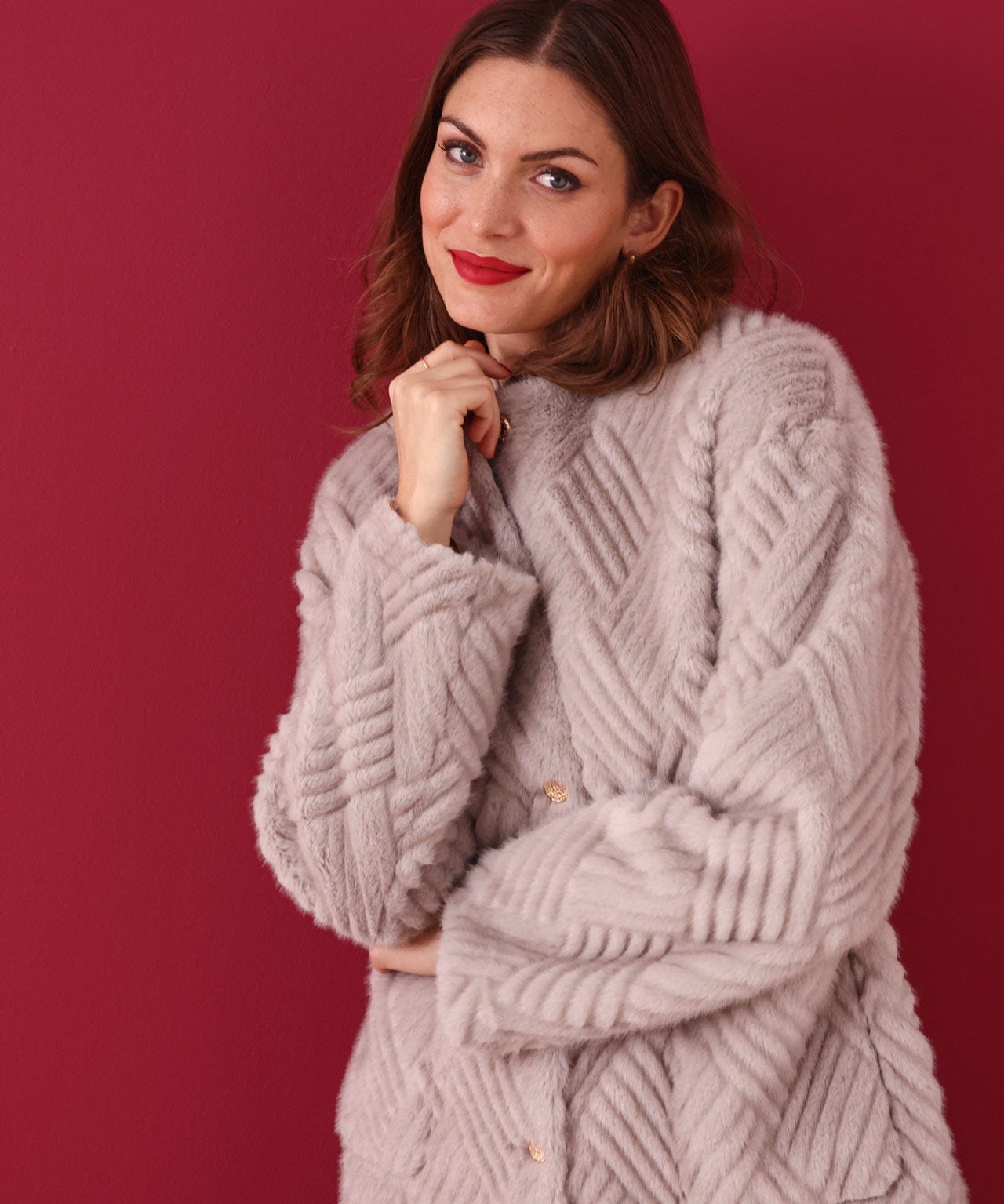 Damart Faux Fur Textured Cosy Jacket