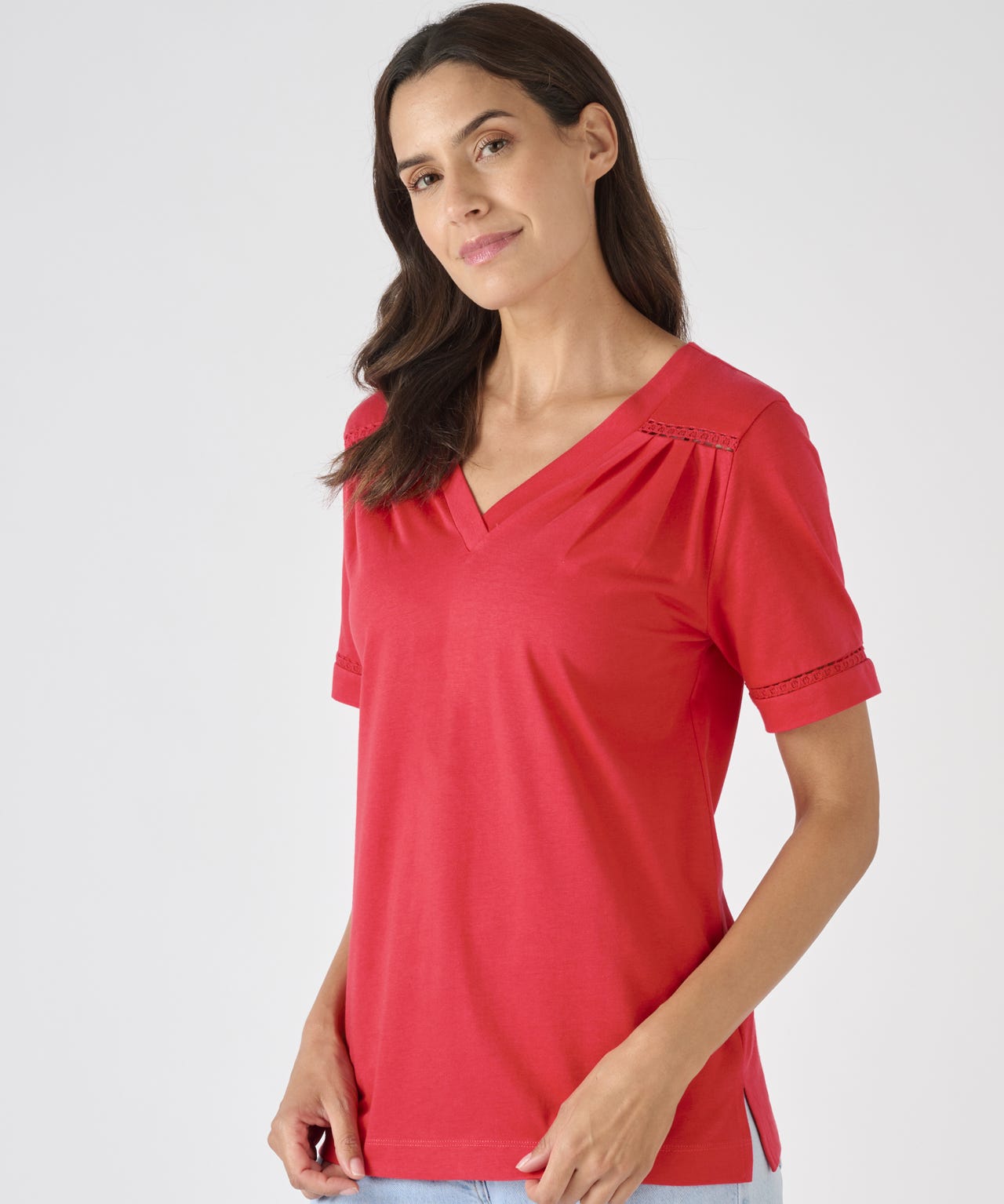 Damart Lace Trim Top