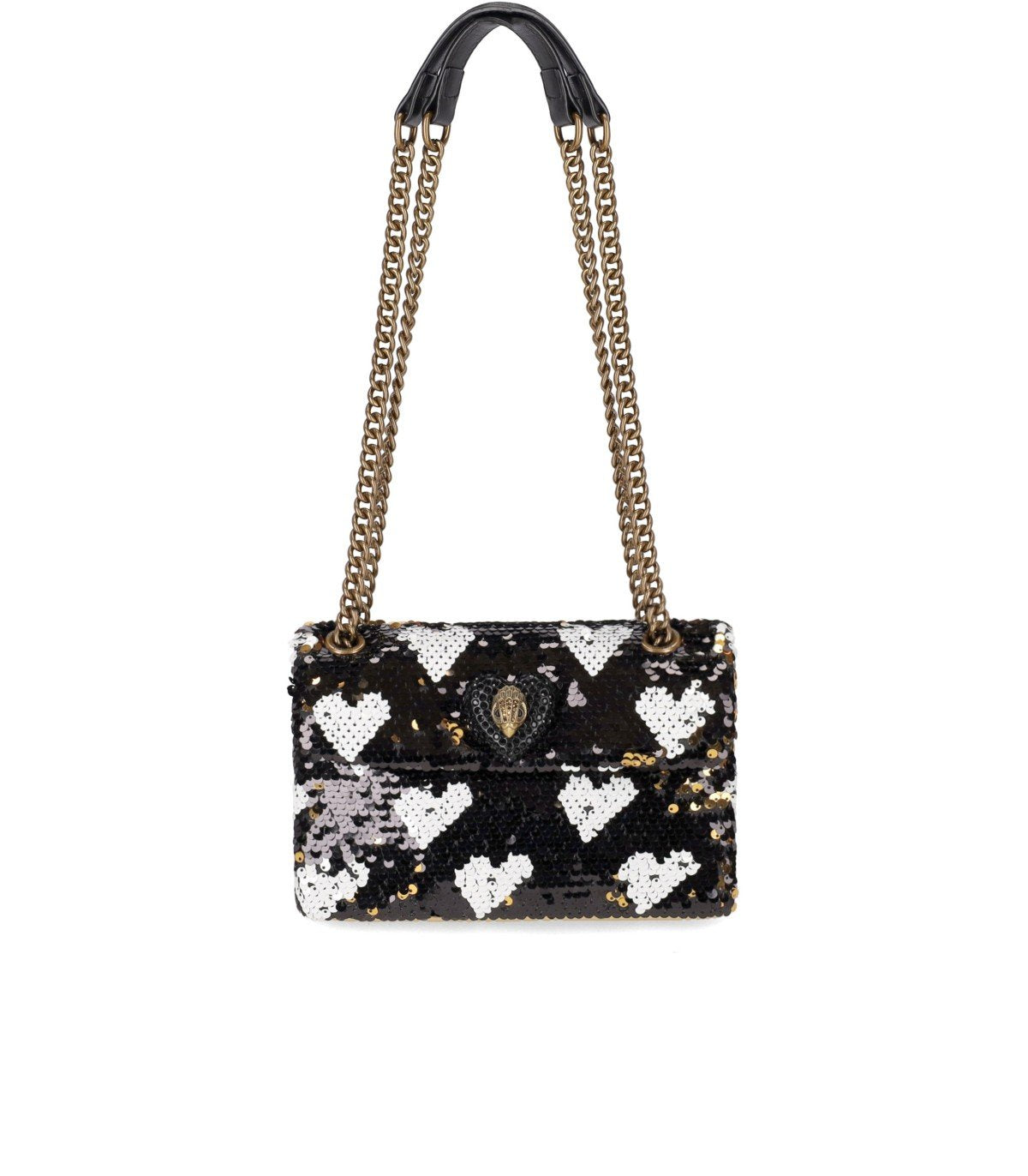 KURT GEIGER KENSINGTON SEQUIN LOVE BLACK SHOULDER BAG