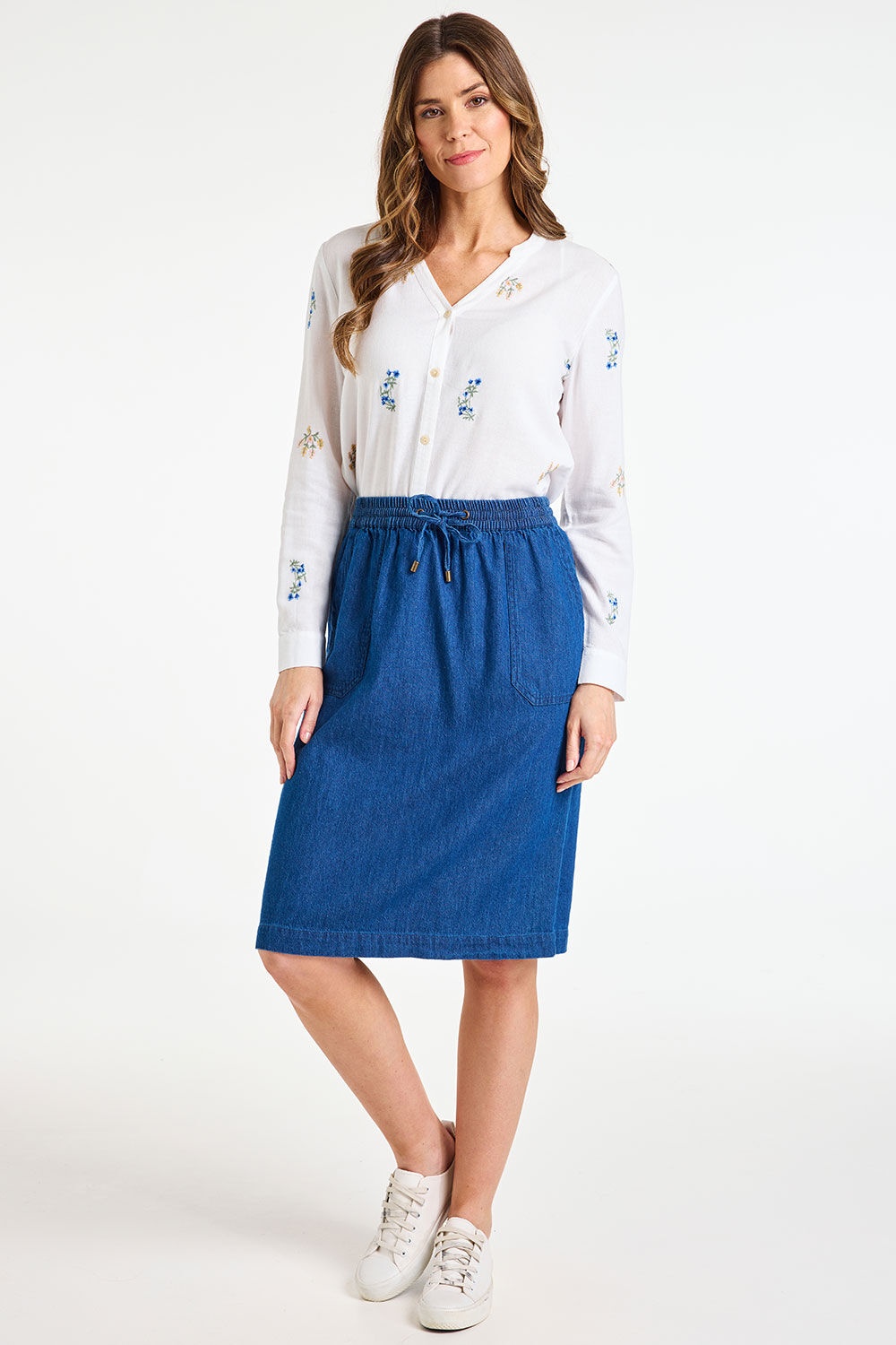 Bonmarche Denim Loopback Tie Waist Skirt