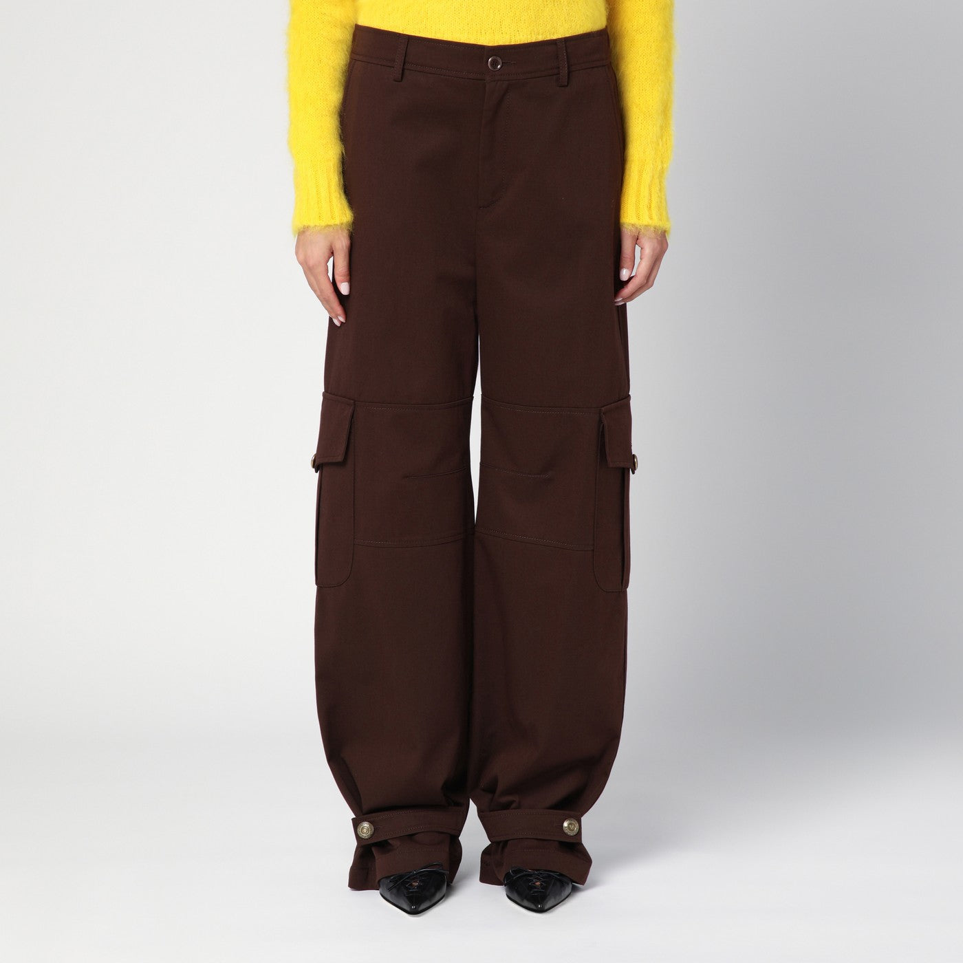 Brown wide cargo trousers