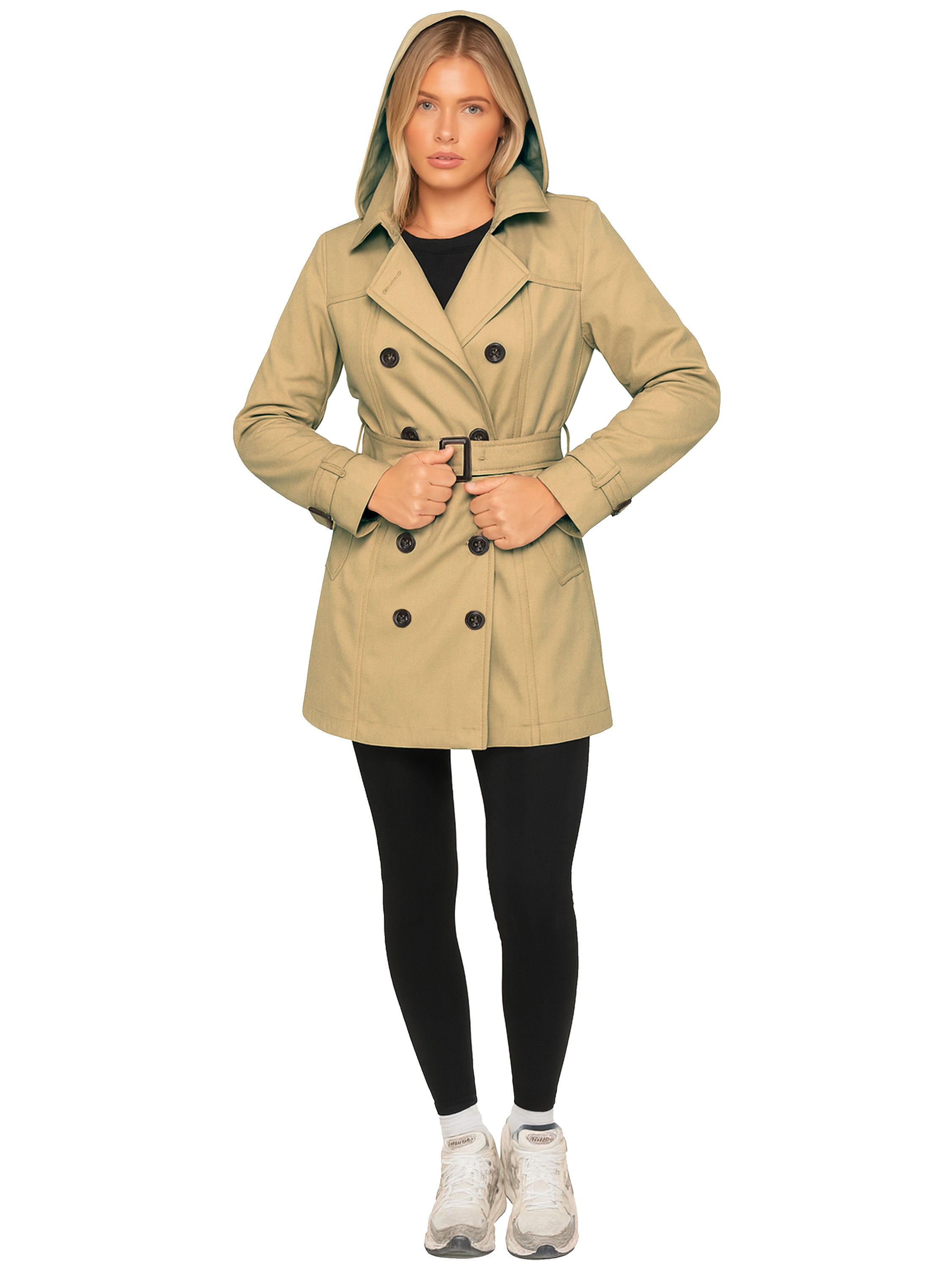 Womens Trench Coat Double Breasted Autumn Winter Long Jacket
