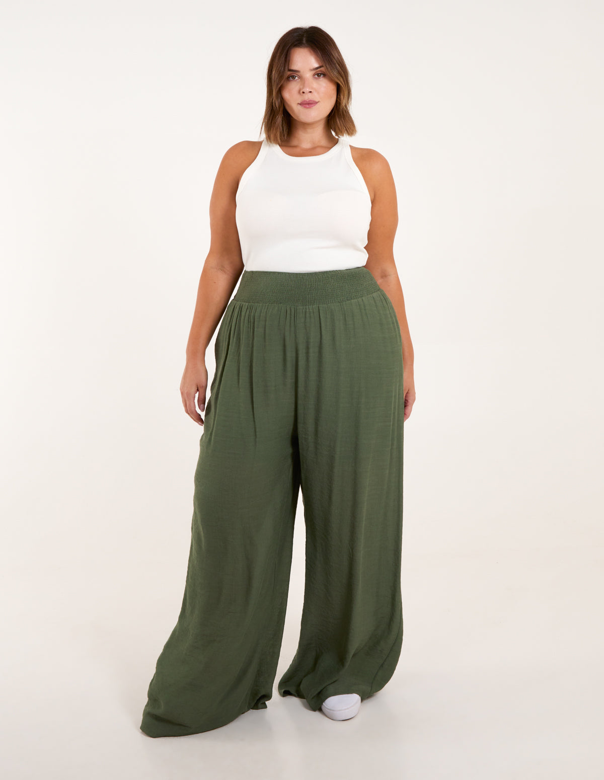 Curve Wide Leg Trousers - KHAKI