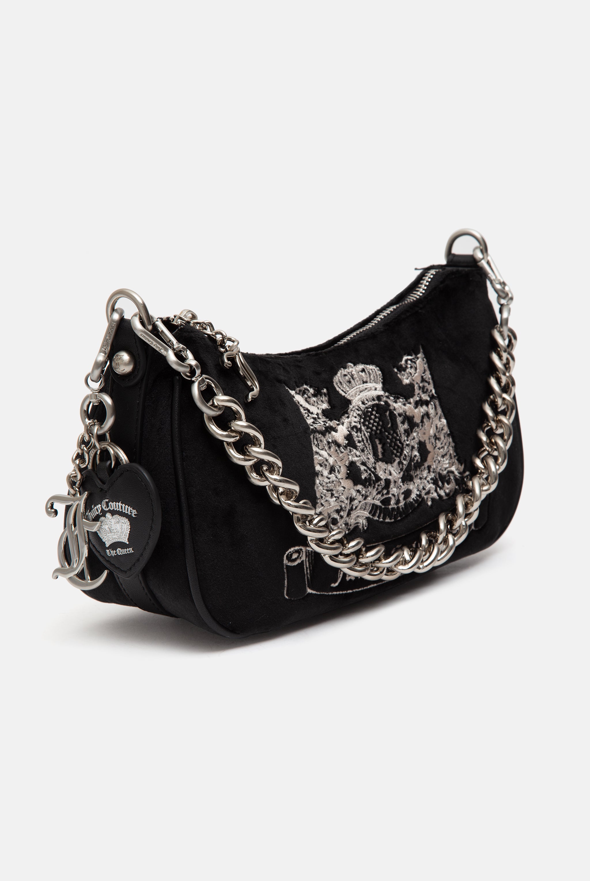 BLACK 'SCOTTIE DOG' VELOUR SHOULDER BAG - ONE Black