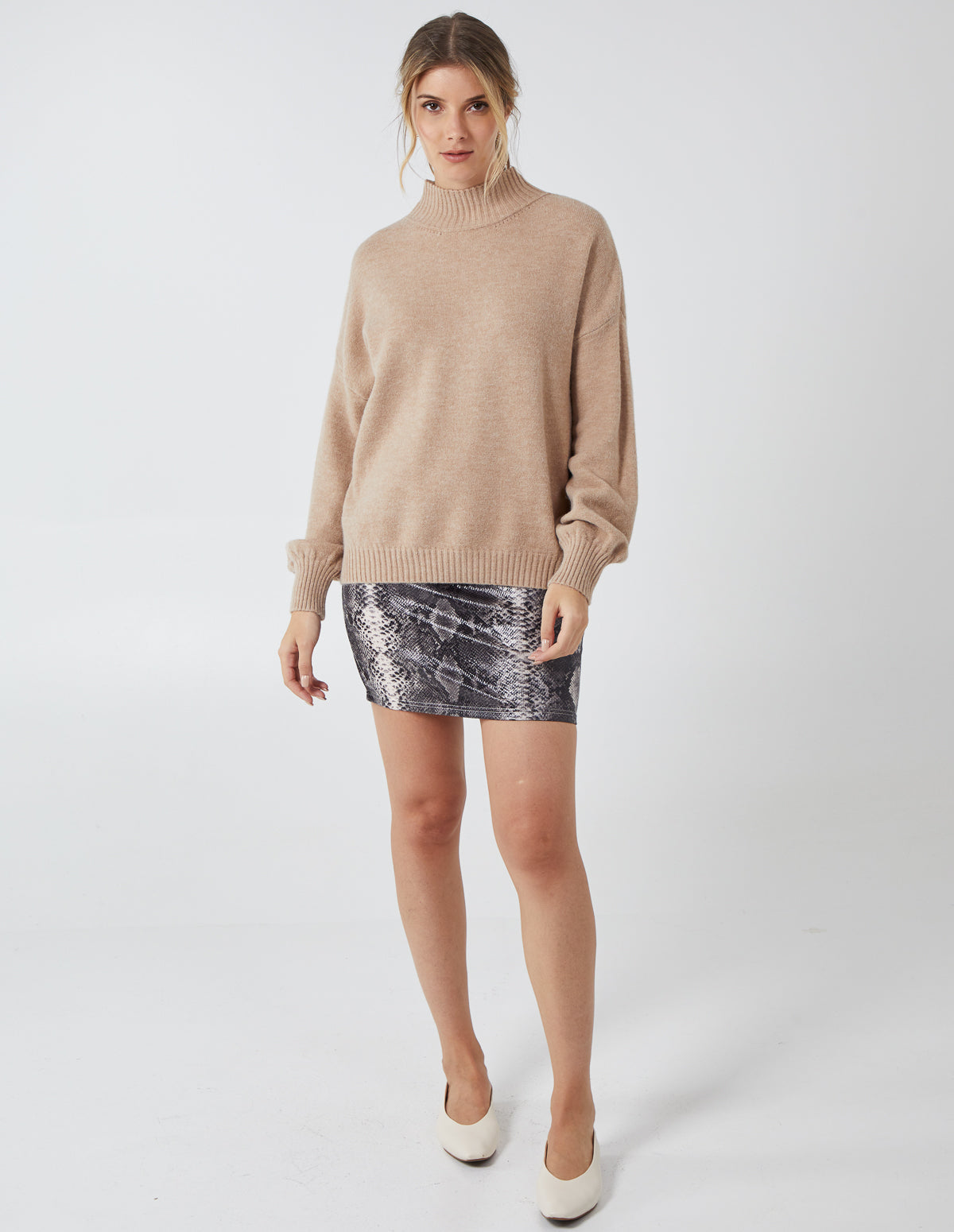 Snake Skin Faux Leather Skirt - MULTI
