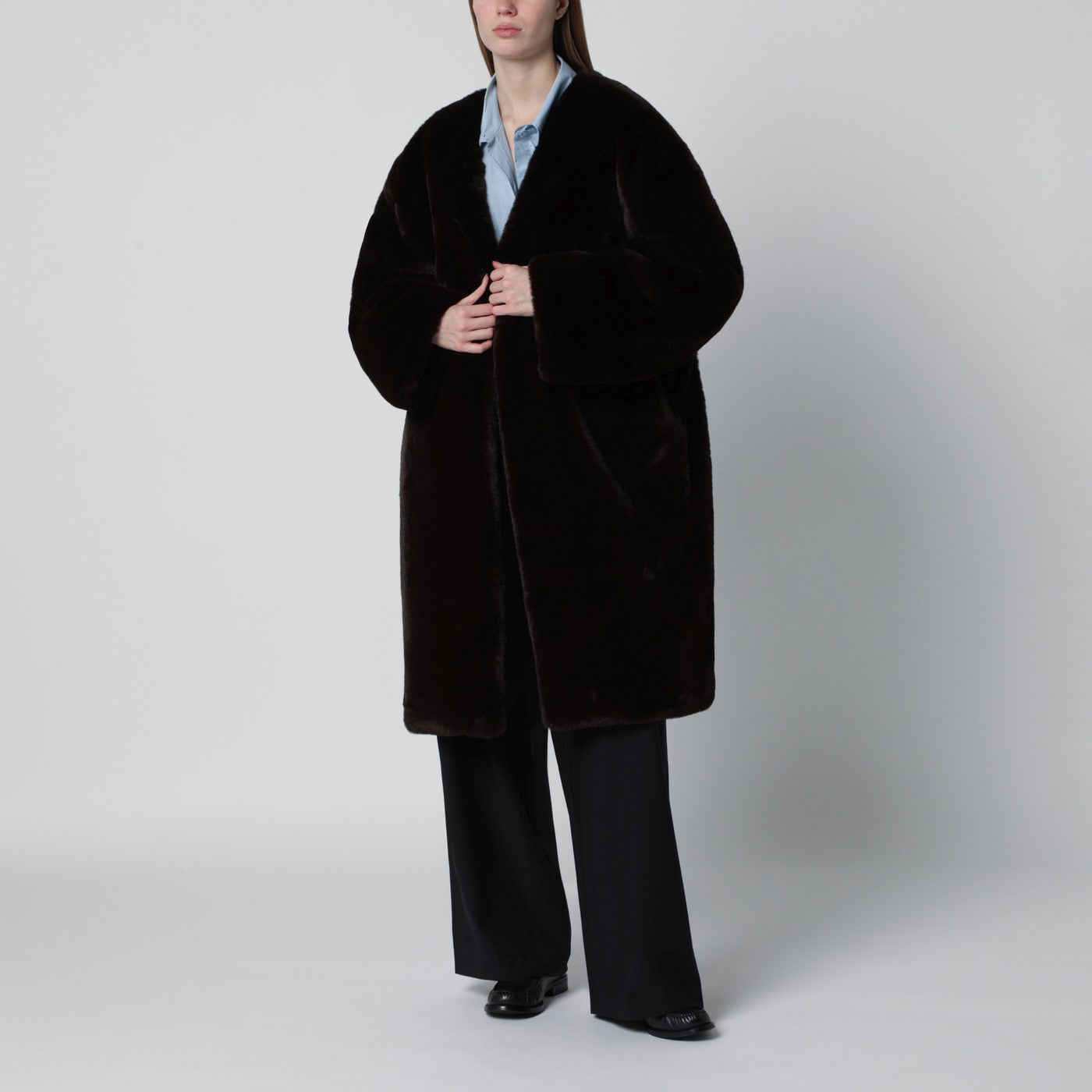 Brown faux-fur coat