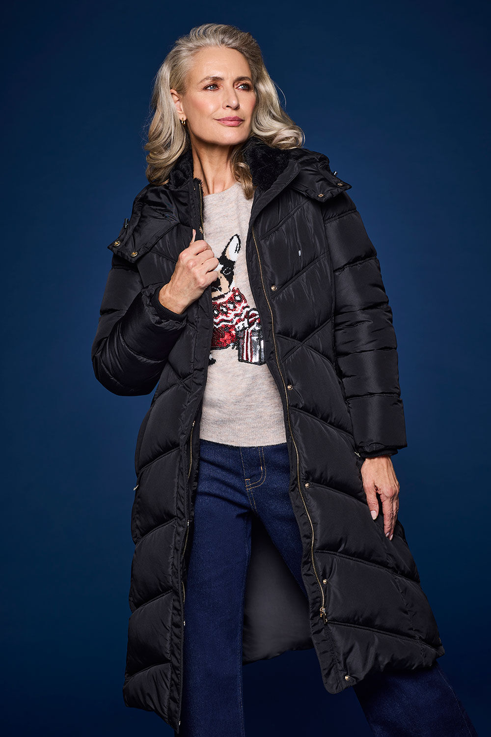 Bonmarche Longline Padded Coat With Hood