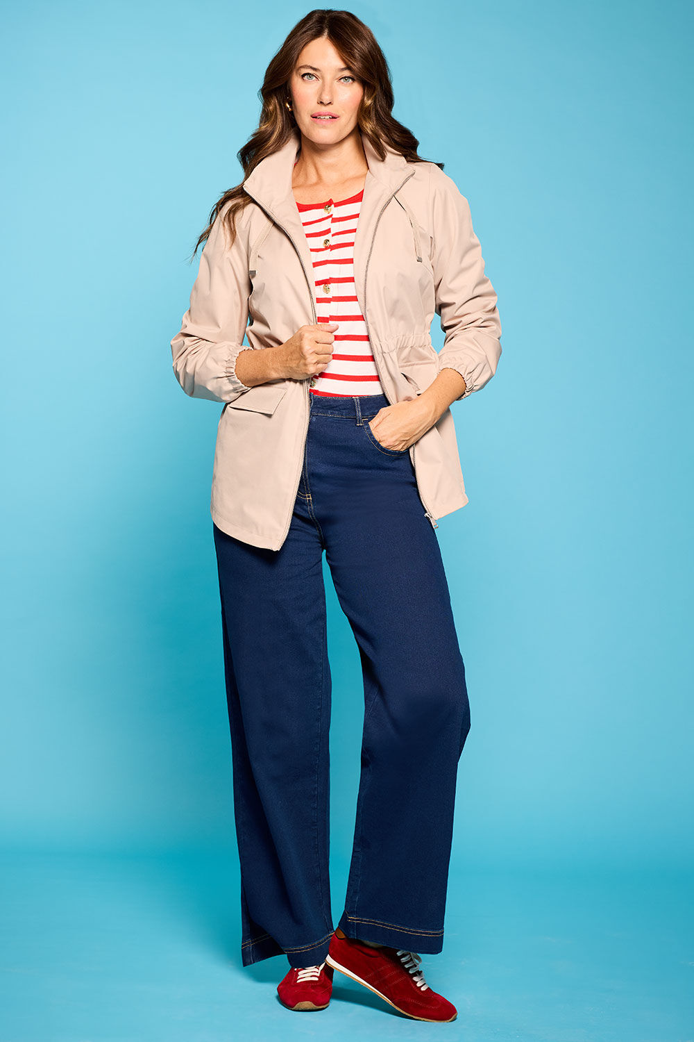 Bonmarche Stone Plain Lightweight Hooded Coat, Size: