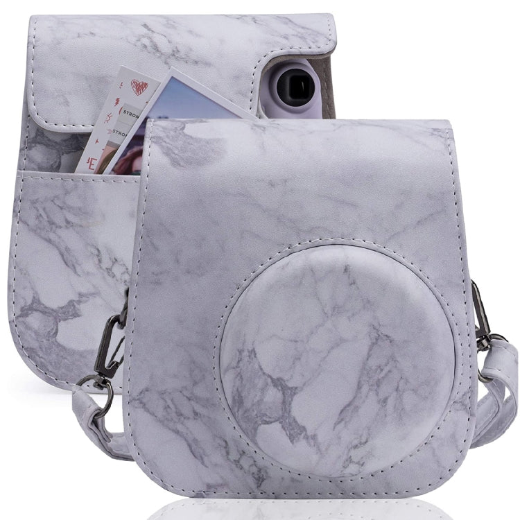 For FUJIFILM instax mini Marble Full Body Leather Case Camera Bag with Strap