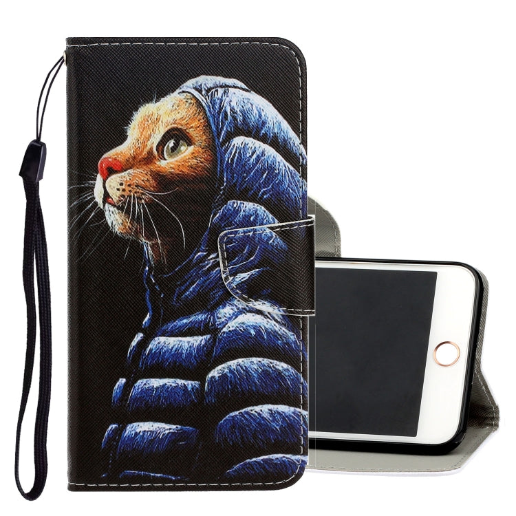 D Colored Drawing Horizontal Flip PU Leather Case with Holder & Card Slots & Wallet, For iPhone s - For iPhone s Down Jacket Cat