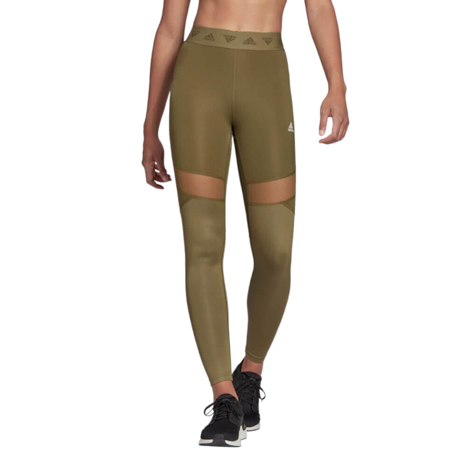 adidas Womens Hyperglam High-Rise Long Leggings - Green - Green