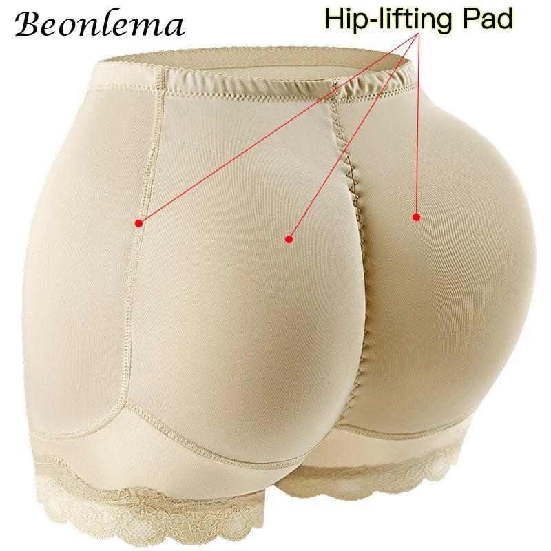 Body Shaper Underwear With Hips Pads Filler Sexy Big Butt Enhancer Control Panties Belly Smooth Shapewear Fake Buttock Plus Size - Nude