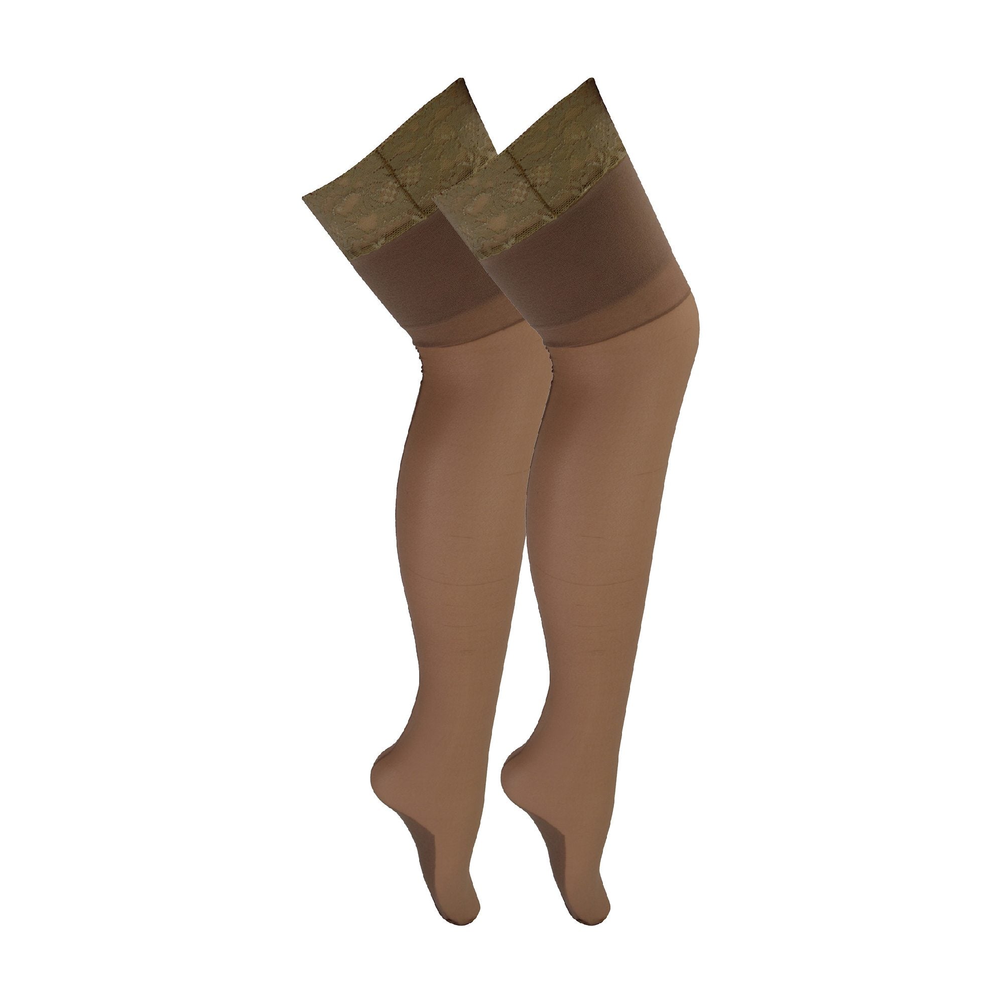 Pack Ladies Seamed Stockings with Lace Top - M Nude Nude