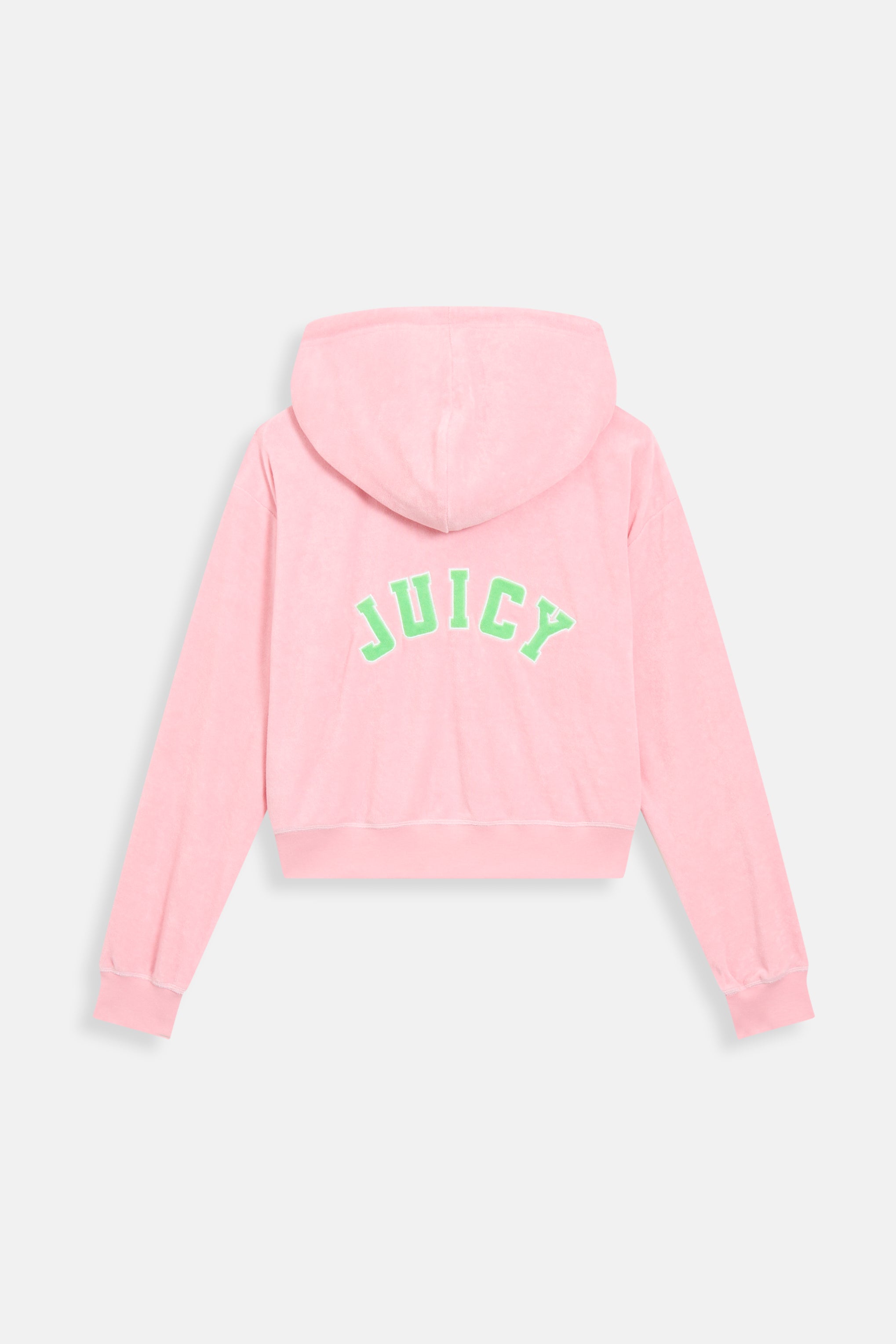 JUICY PINK OVERSIZED COLLEGIATE CROPPED TOWELLING HOODIE - L Pink