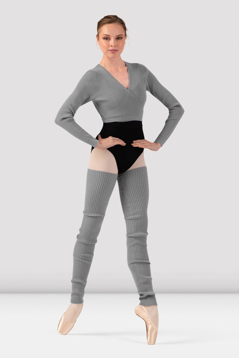 BLOCH Ladies Celeste Knit Wrap Top, Grey Marle