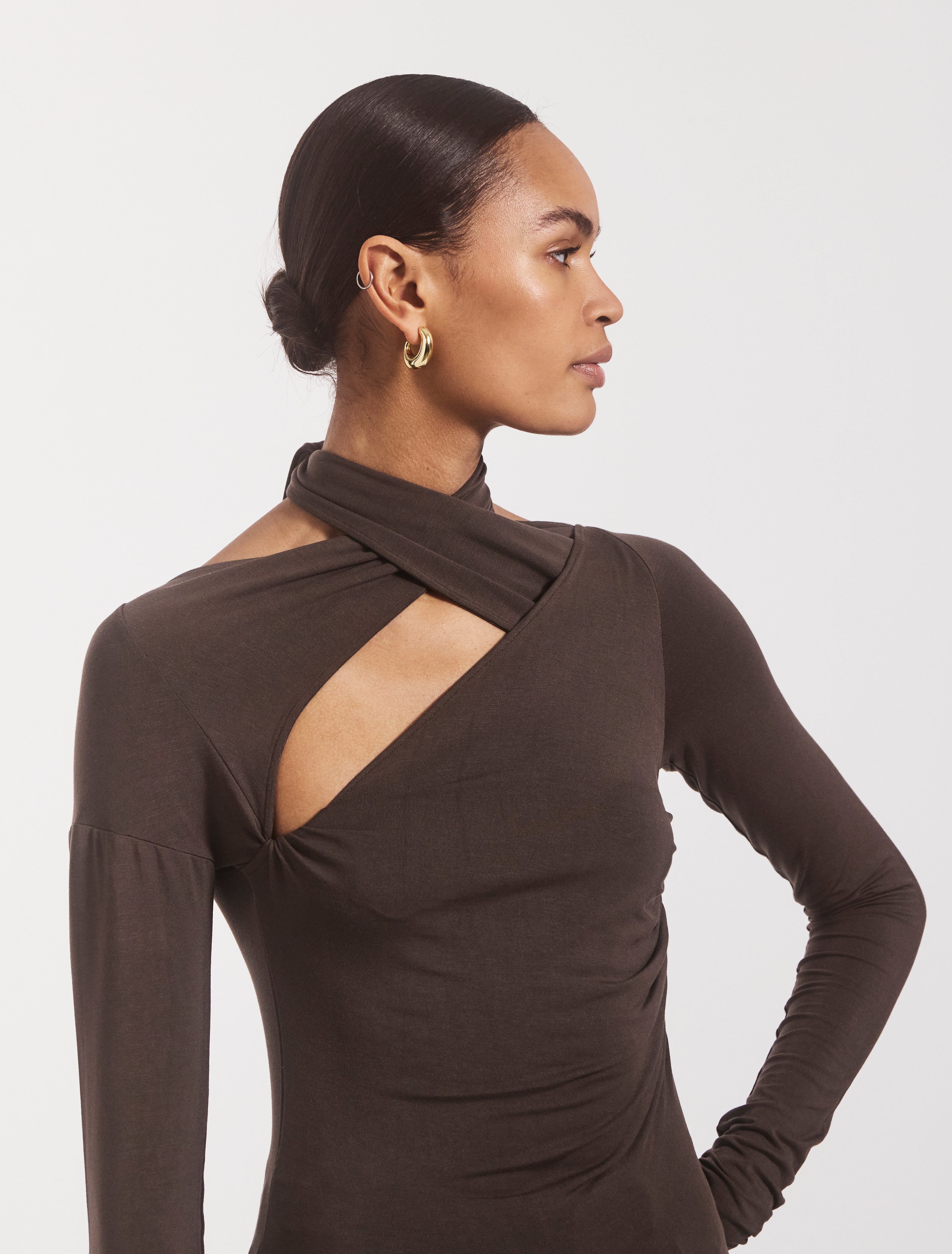 Coral Wrap Top In Turkish Coffee - MicroModal Ninety Percent