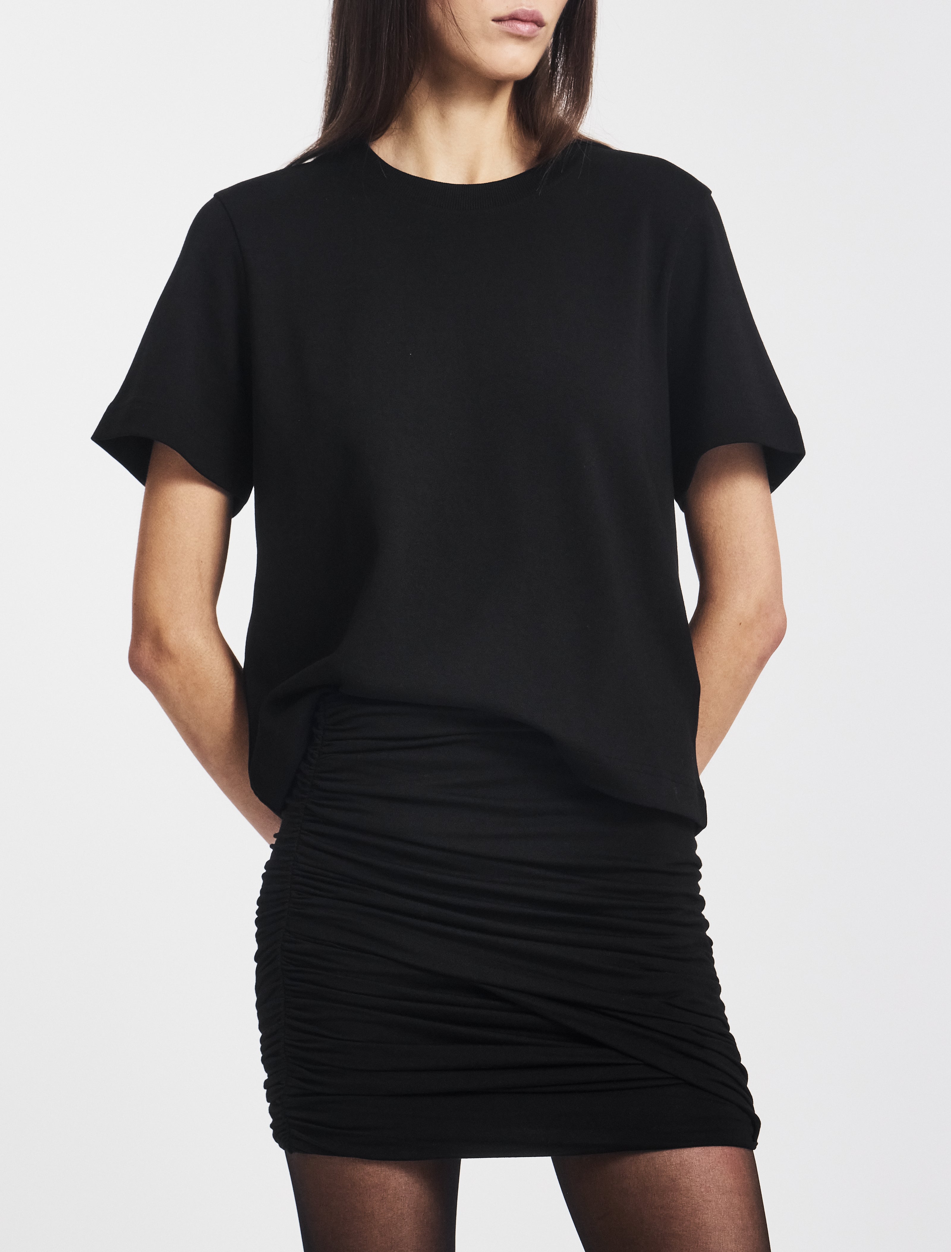Raya Rouch Mini Skirt in Black - MicroModal Ninety Percent