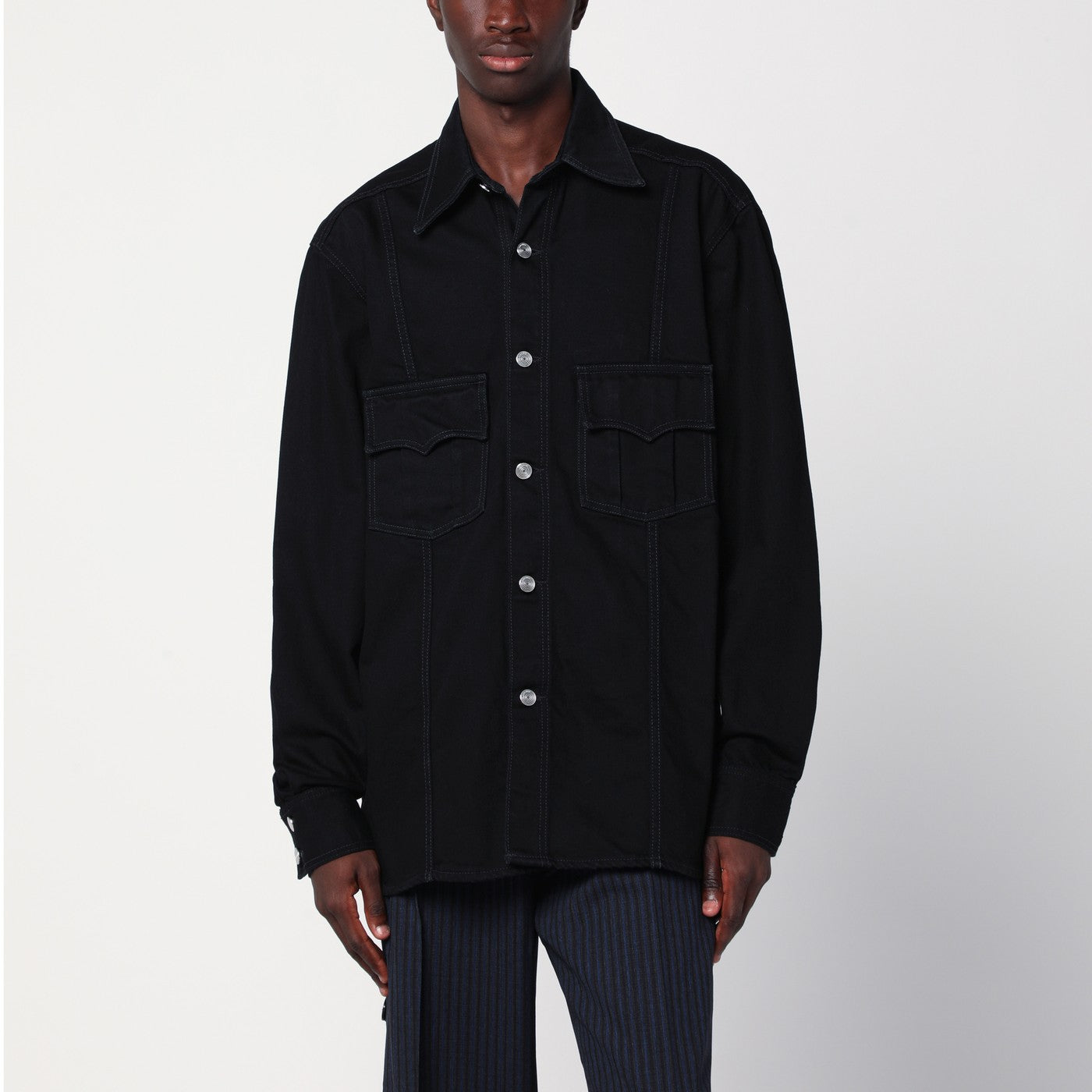 Black denim shirt jacket