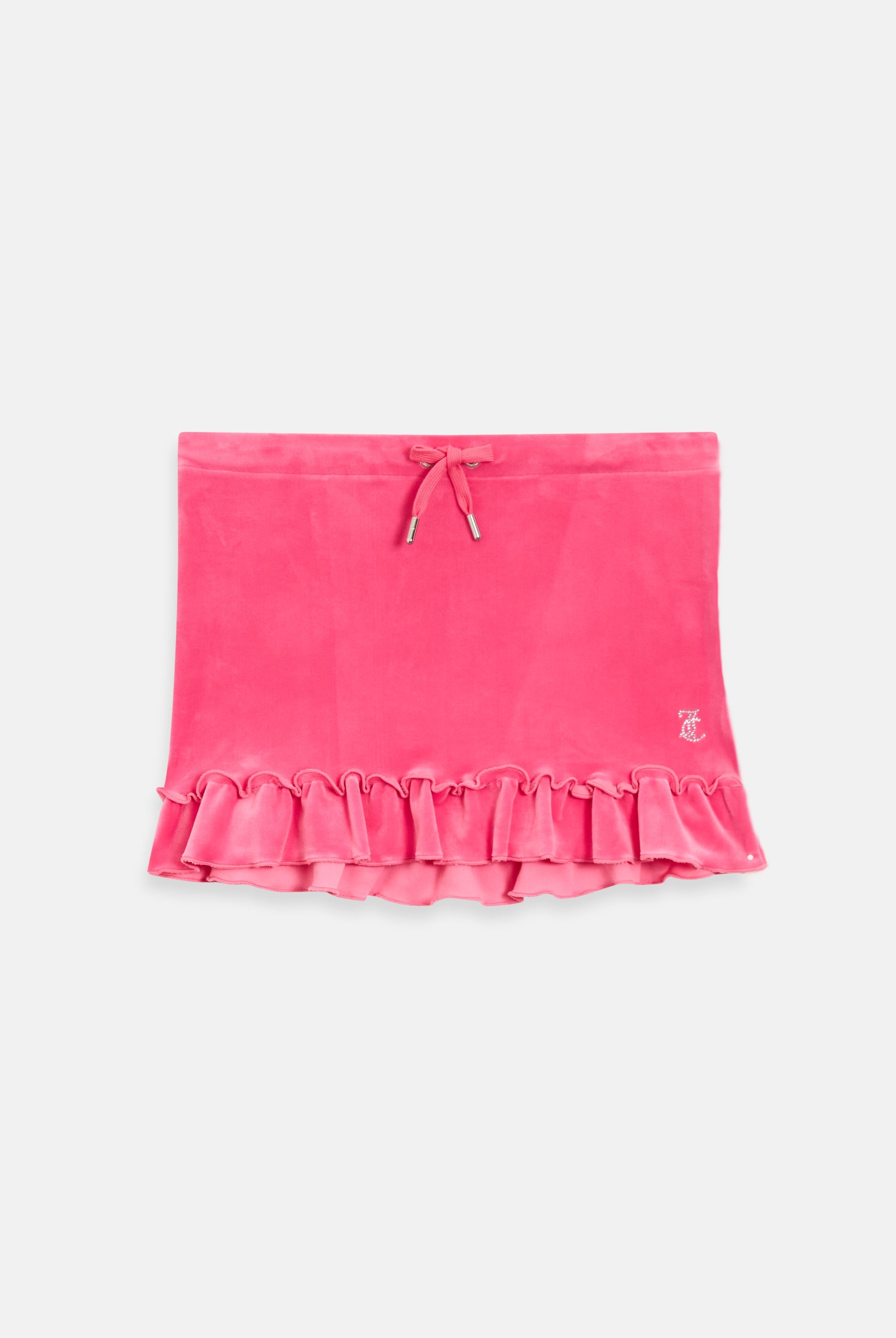 HOT PINK VELOUR RUFFLE MINI SKIRT - Pink