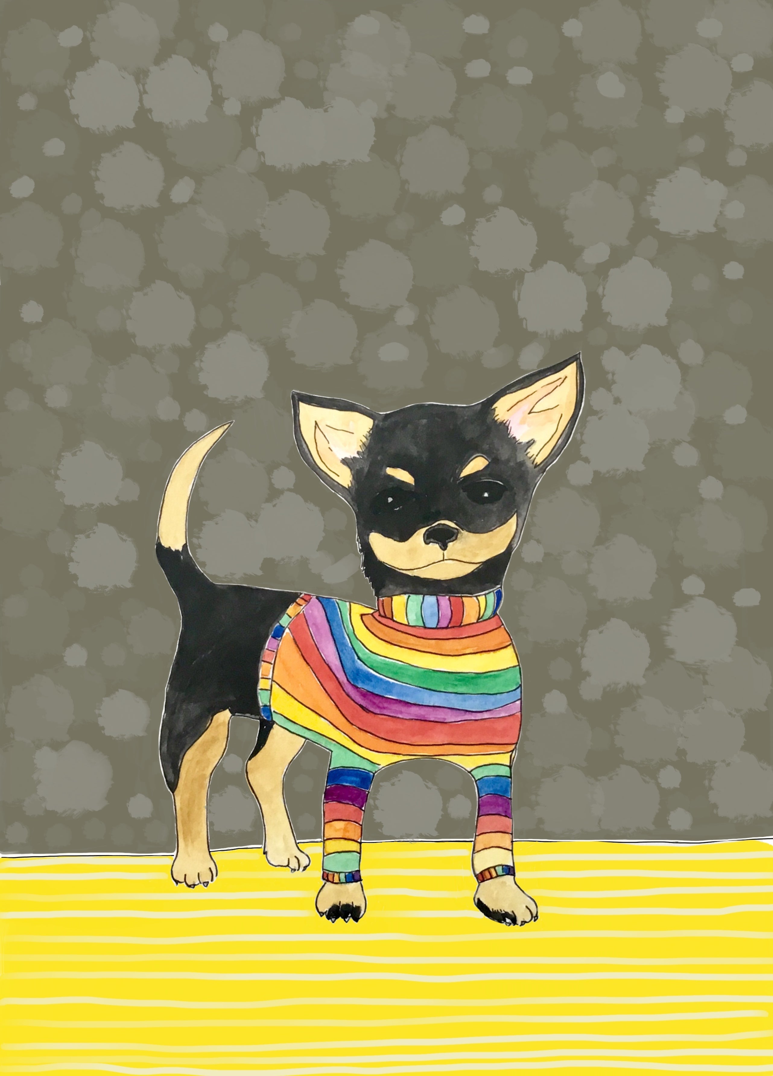 Chihuahua In A Rainbow Jumper Card - Standard mm x mm