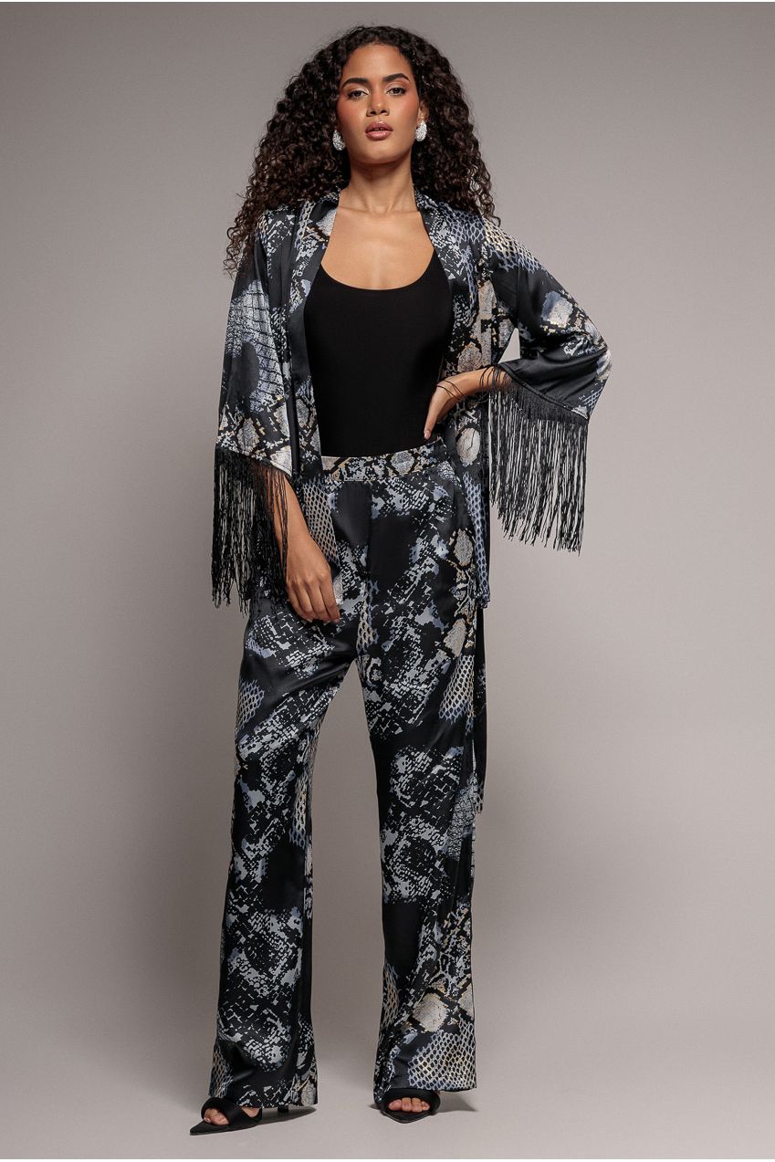 Goddiva Foil Print Wide Leg Trousers