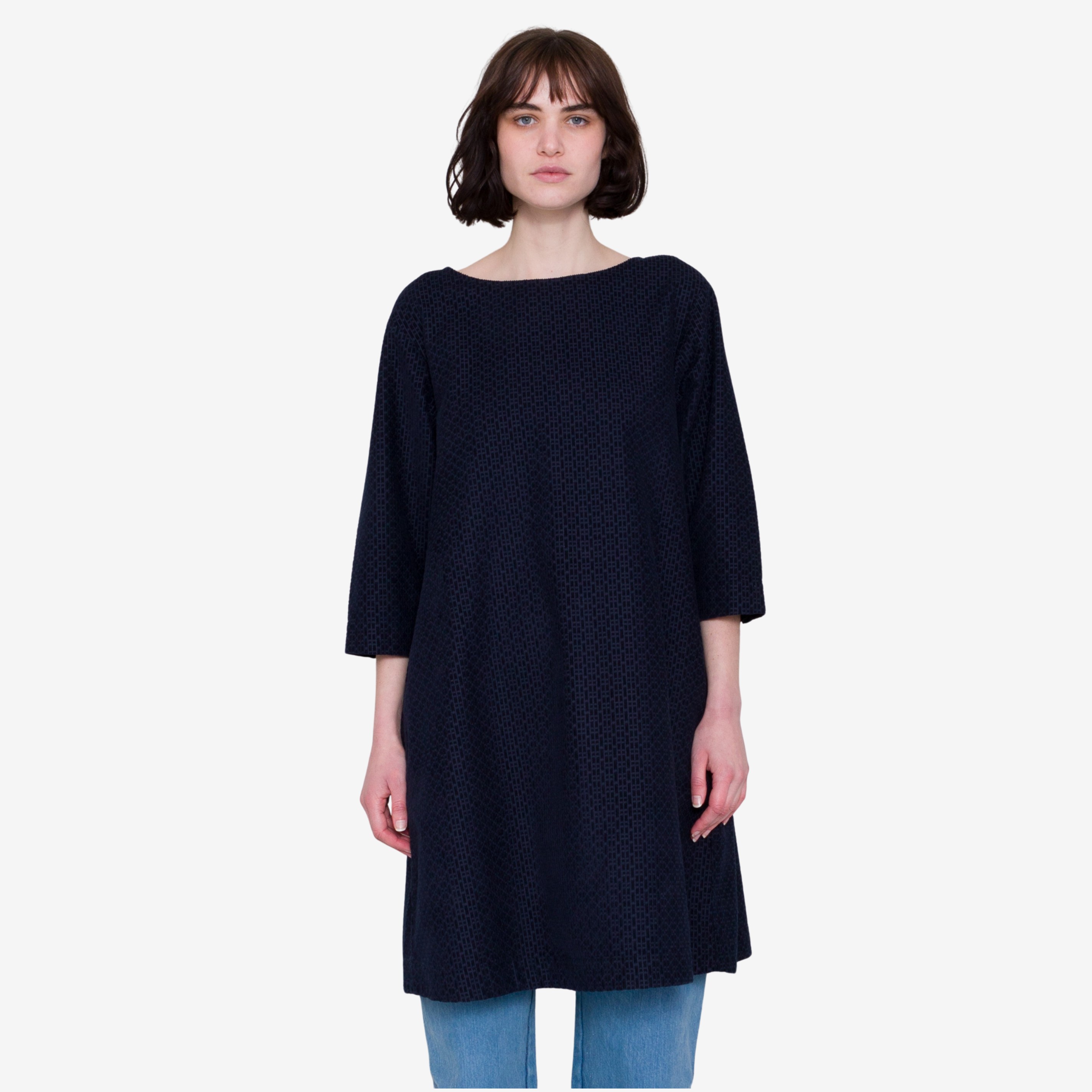 Joana Day Dress - Navy Textured Cord -