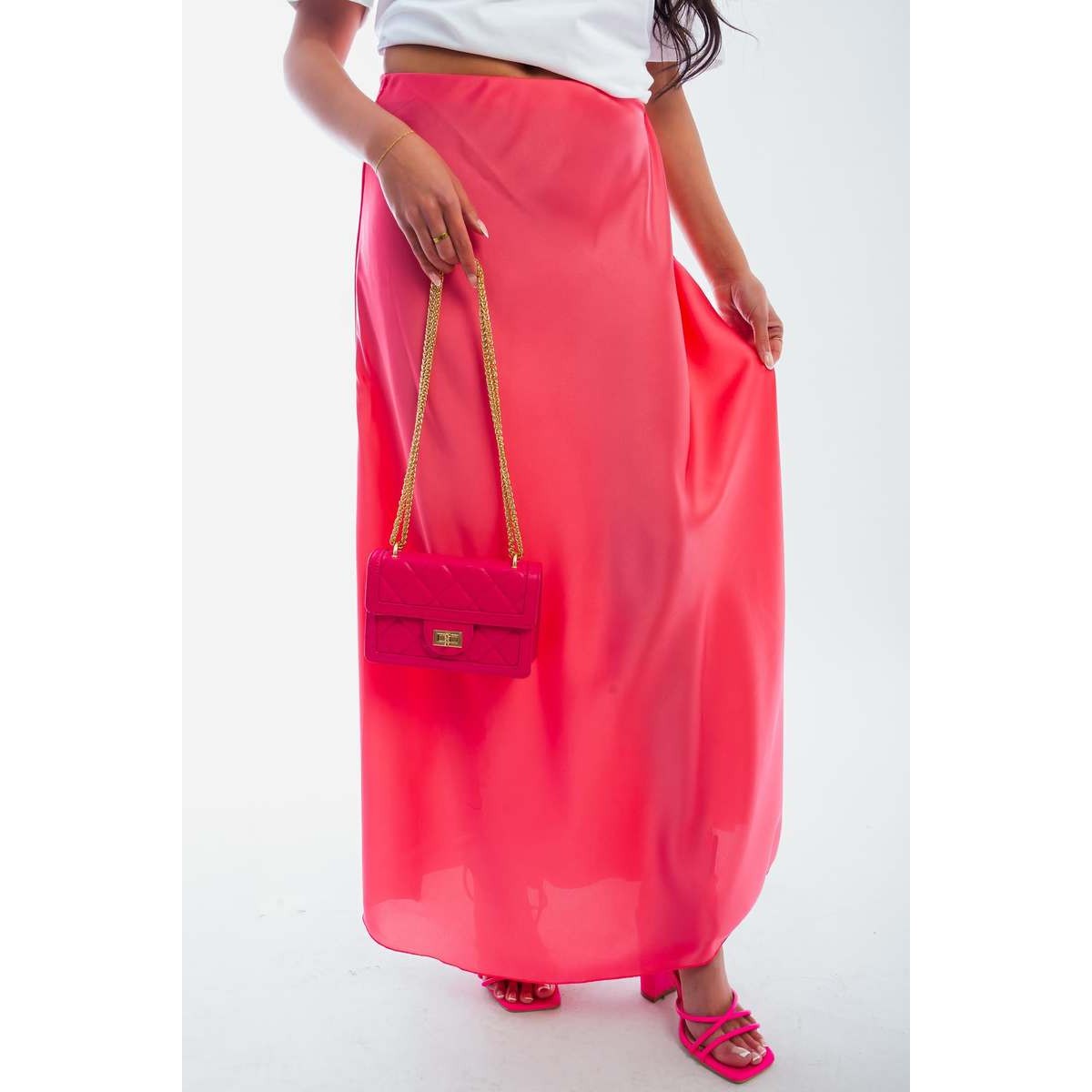 Lightweight High Waisted Maxi Skirt - Pink SM