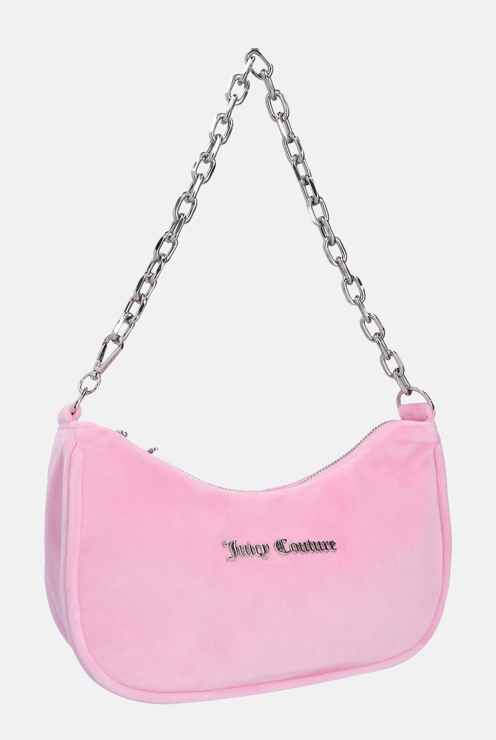 VELOUR SHOULDER BAG WITH CHAIN STRAP - ONE Pink
