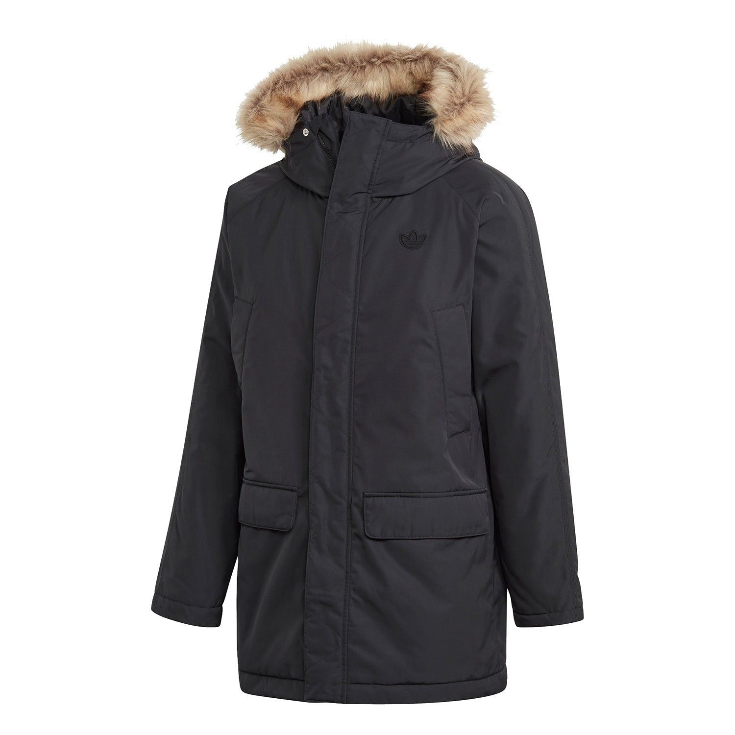 adidas Originals Long Fur Parka Coat - Black - M Black