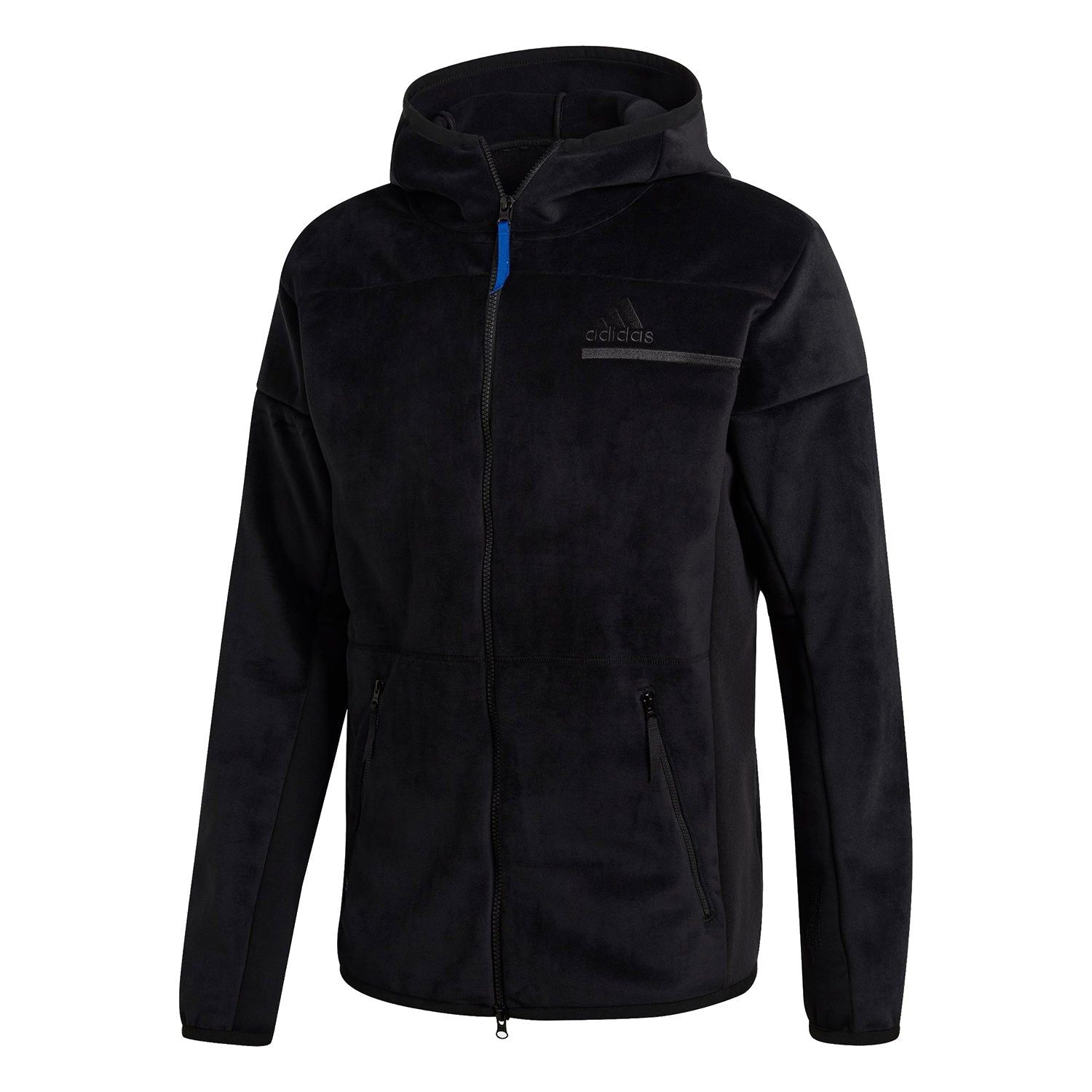 adidas ZNE Full-Zip Velour Hoodie - Black - M Black