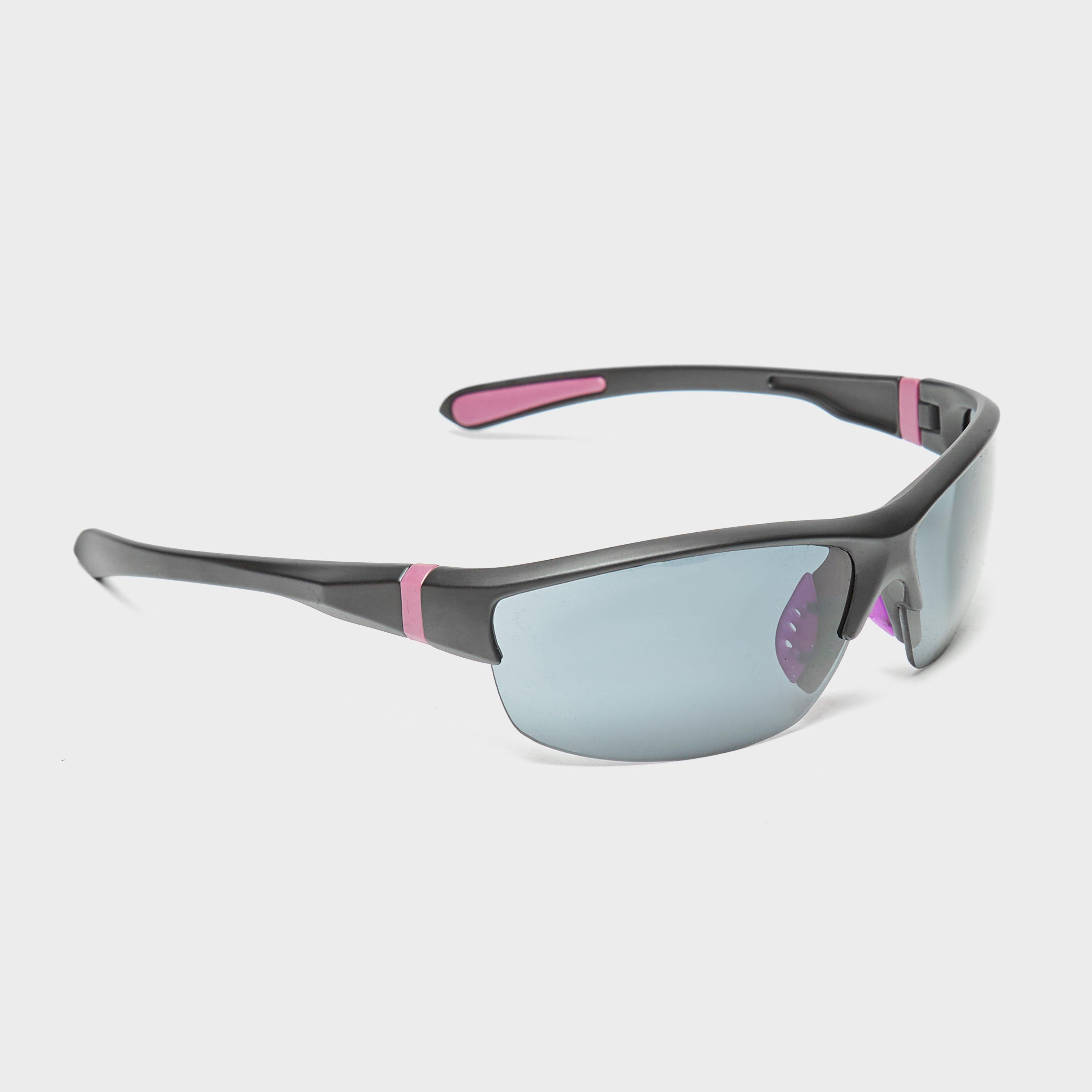 Women's Half Frame Sport Wrap Sunglasses - Black One Size