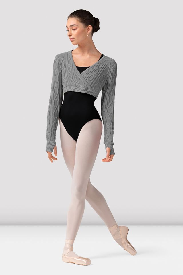 BLOCH Ladies Atiyah Long Sleeve Wrap Top, Grey Marle