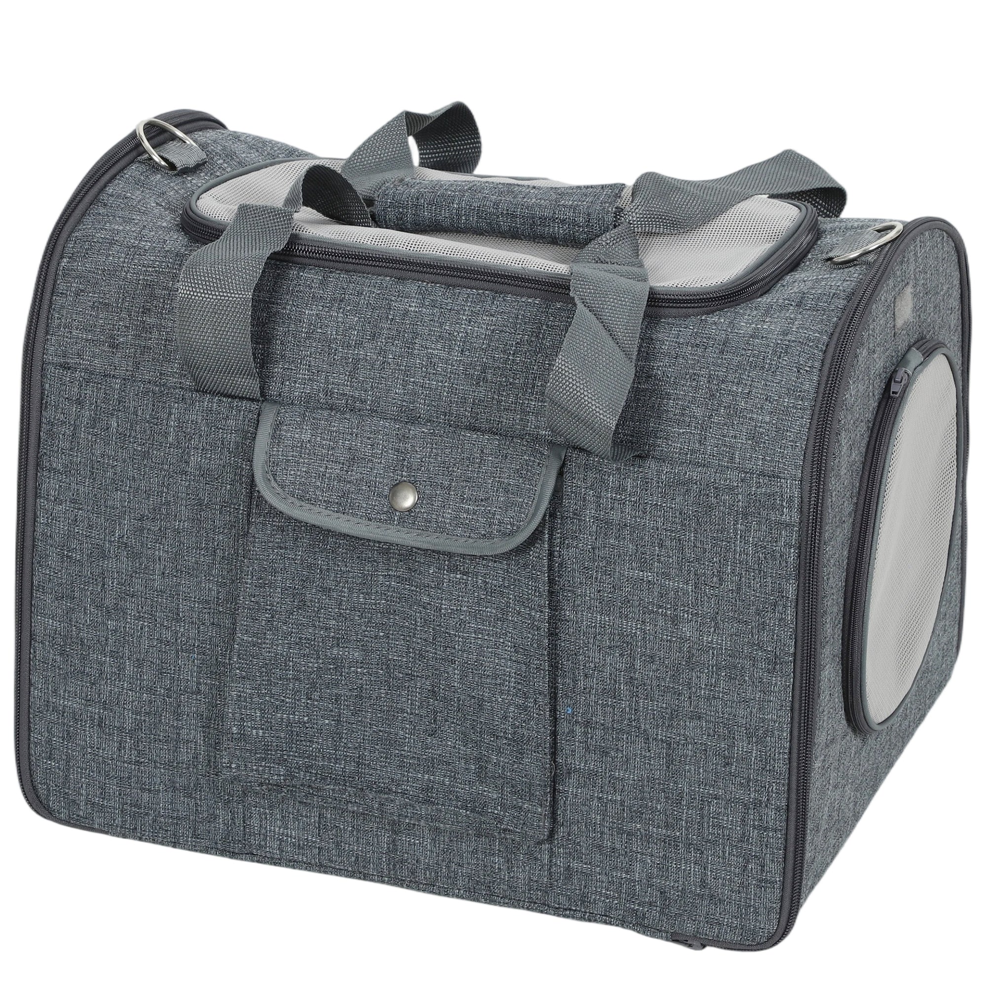 MCL Soft Sided Cat Carrier Bag, Portable Foldable Pet Carrier with Shoulder Strap & Removable Mat for Small Pet Up to kg