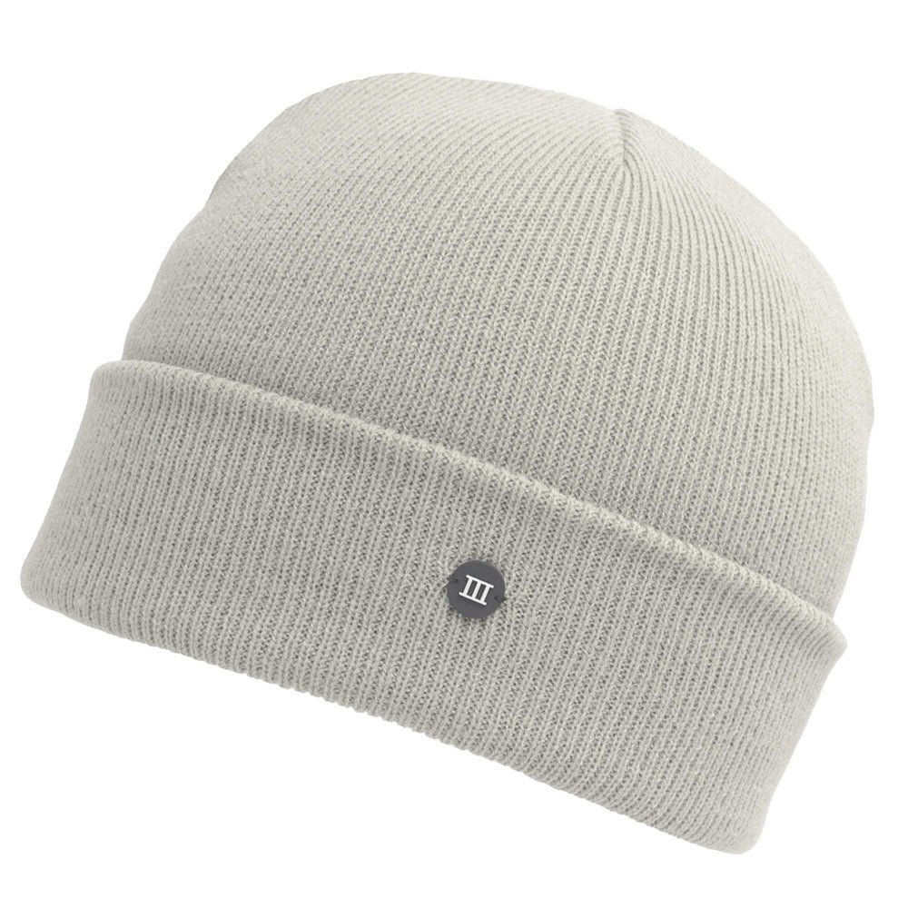 Light Grey Fine Knitted Beanie Hat with Rubber Tresanti Logo