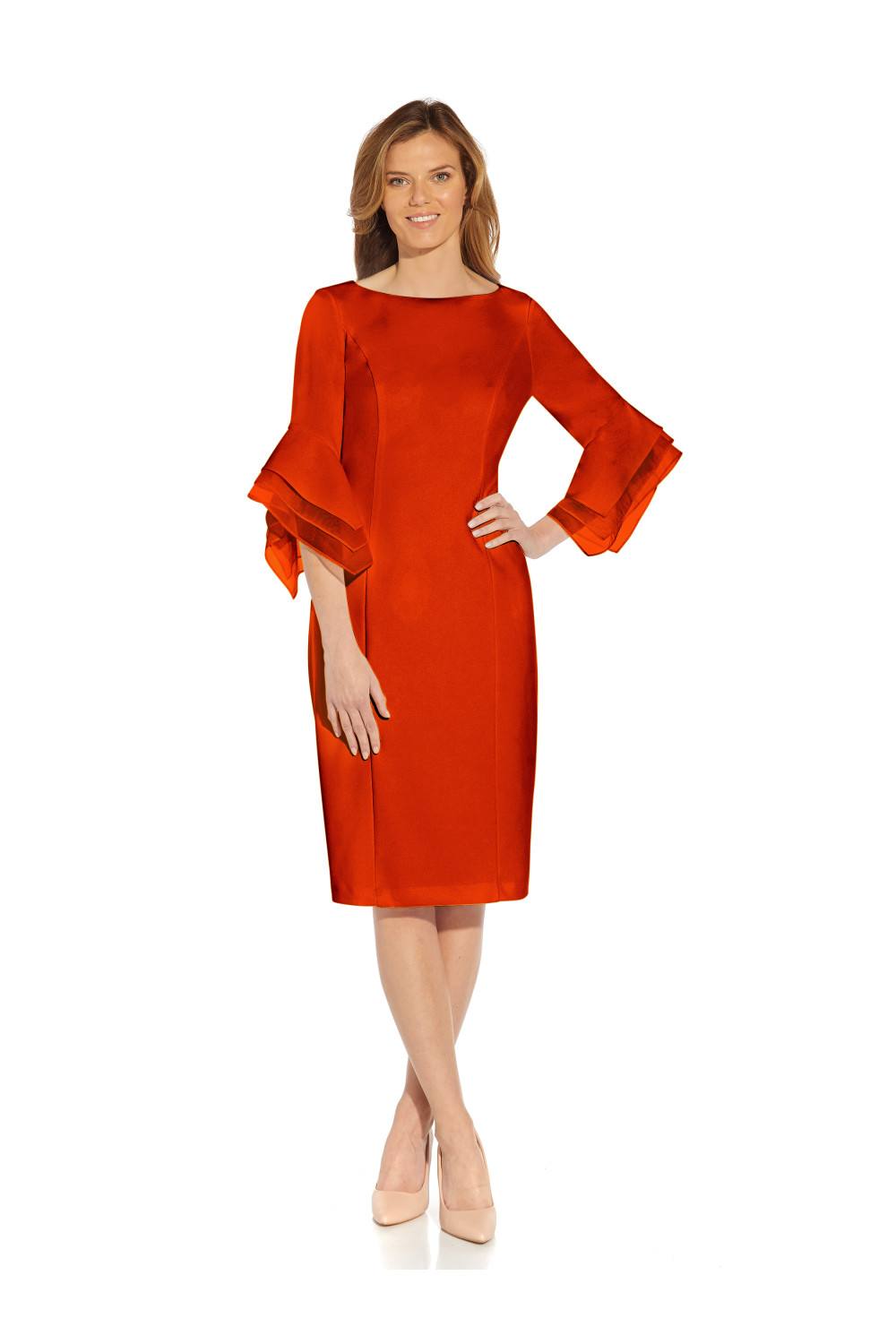 Adrianna Papell Knit Crepe Tiered Sleeve Dress