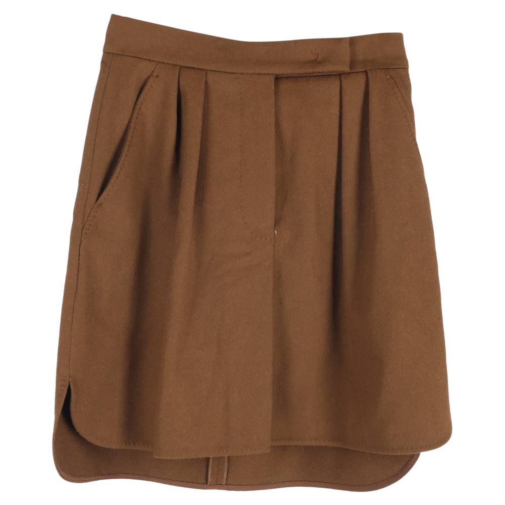 Max Mara Women's Preloved Zorro Mini Skirt in Brown Camel Hair in Light Brown
