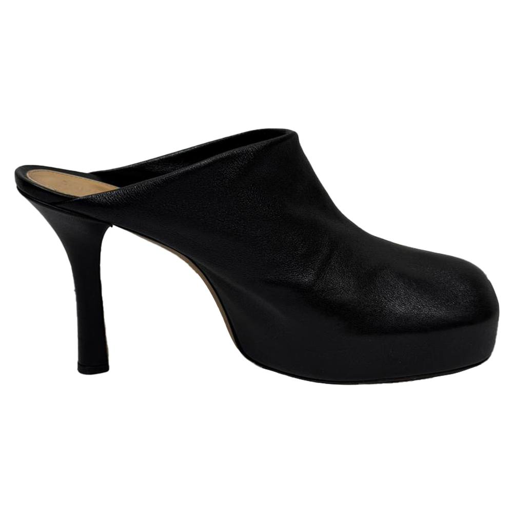 Bottega Veneta Women's Preloved Bold Platform Mules in Black Leather