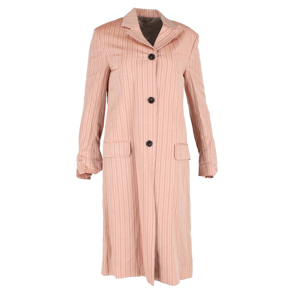 Acne Studios Women's Preloved Striped Single-Breasted Coat in Peach Linen