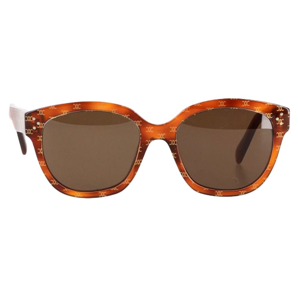 Celine Preloved Oversized Triomphe Monogram Sunglasses In Brown Acetate In Light Brown