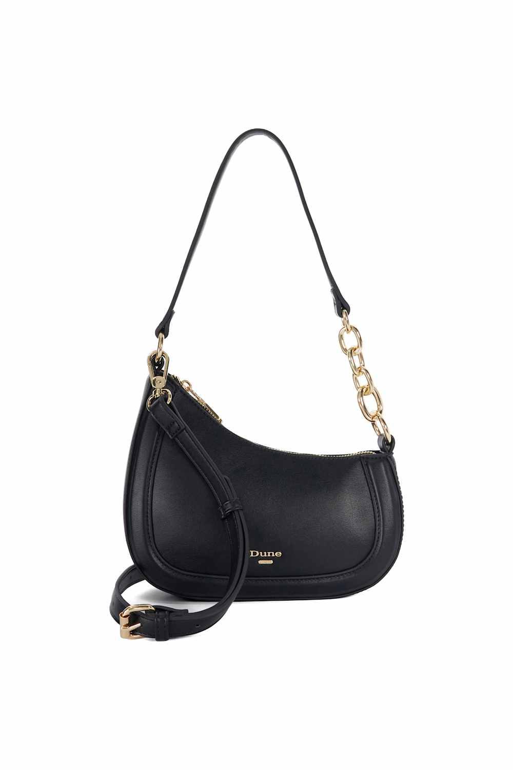 Dune London 'direction' Leather Shoulder Bag In Black