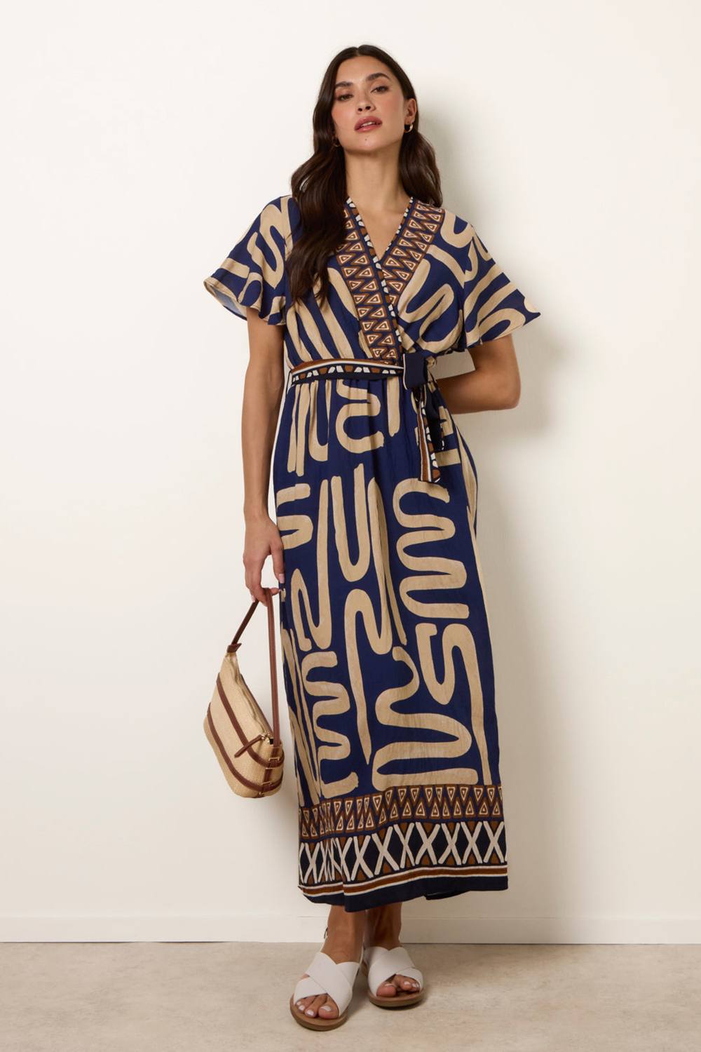 Blue Vanilla Navy Dress With Abstract Print