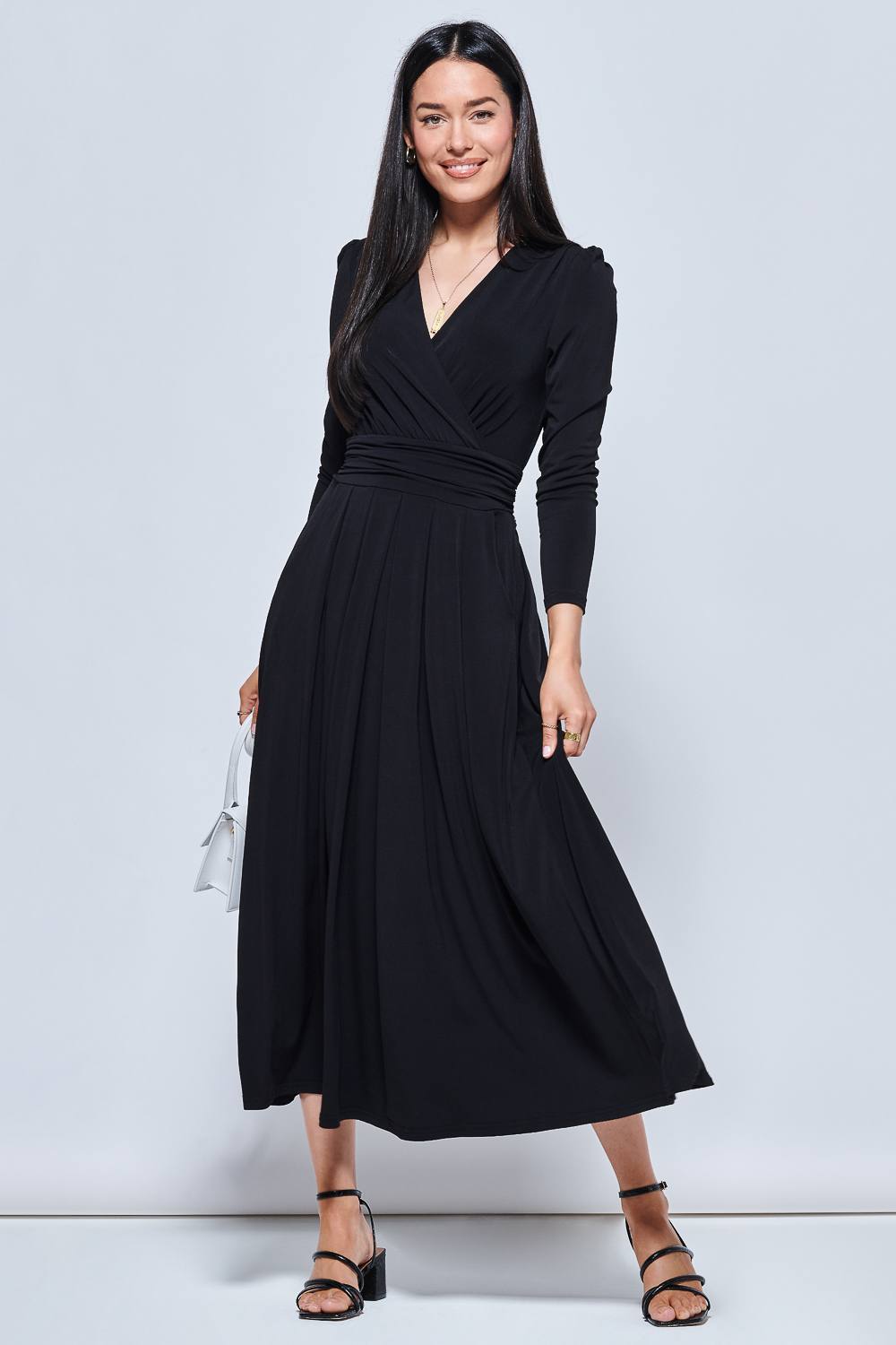 Jolie Moi Daylin Jersey Long Sleeve Maxi Dress In Black