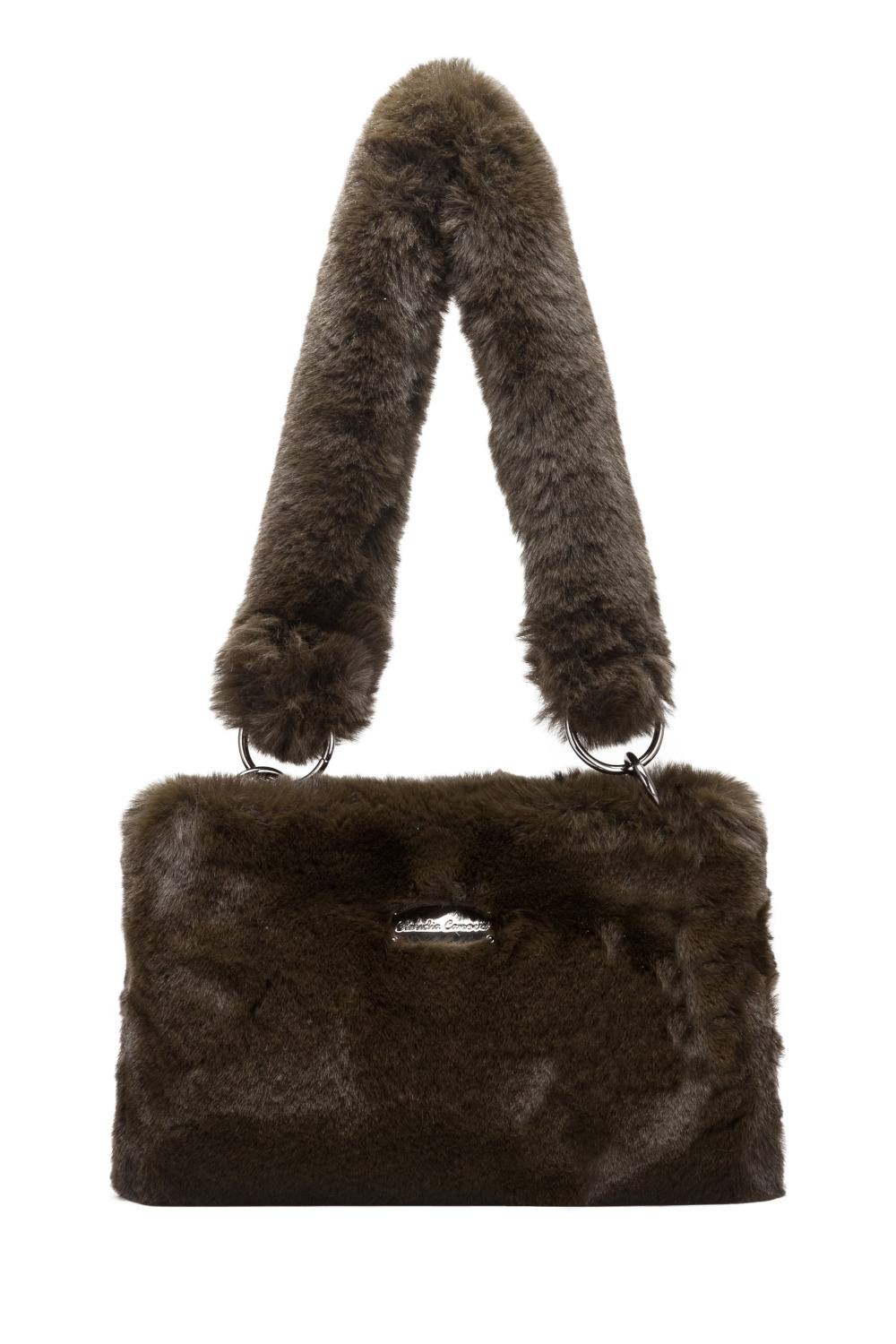 Claudia Canova Faux Fur Shoulder Bag In Green
