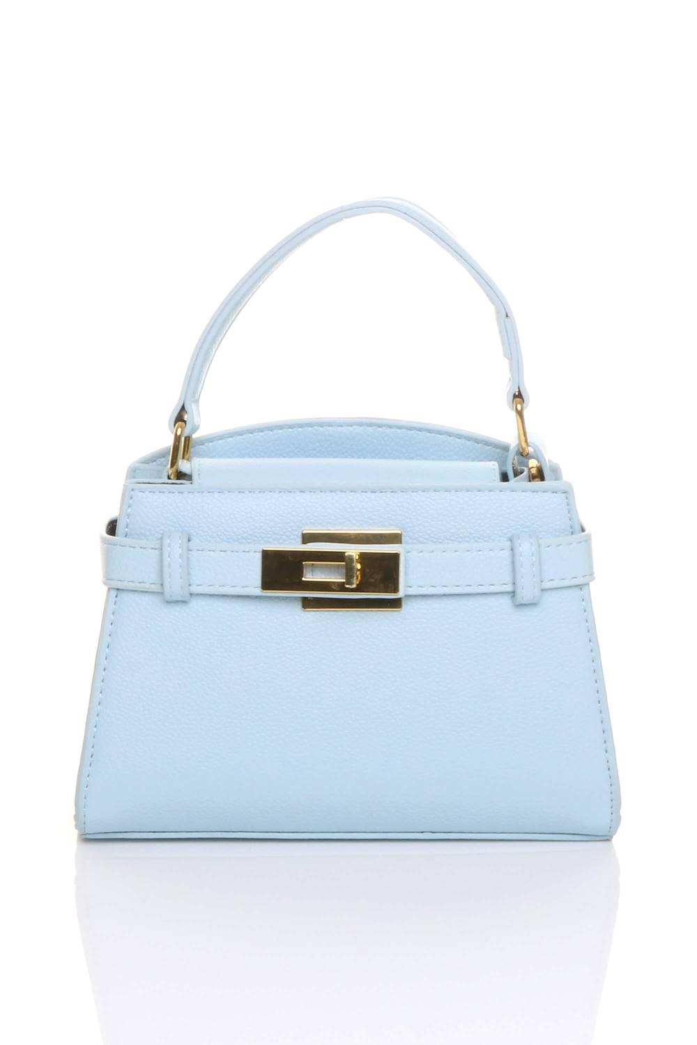 Ajvani Top Handle Buckle Strap Mini Tote Shoulder Bag In Baby Blue
