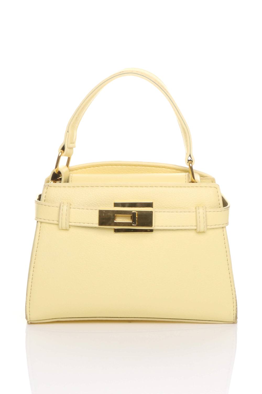 Ajvani Top Handle Buckle Strap Mini Tote Shoulder Bag In Yellow