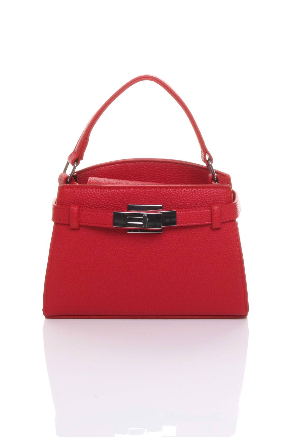 Ajvani Top Handle Buckle Strap Mini Tote Shoulder Bag In Red