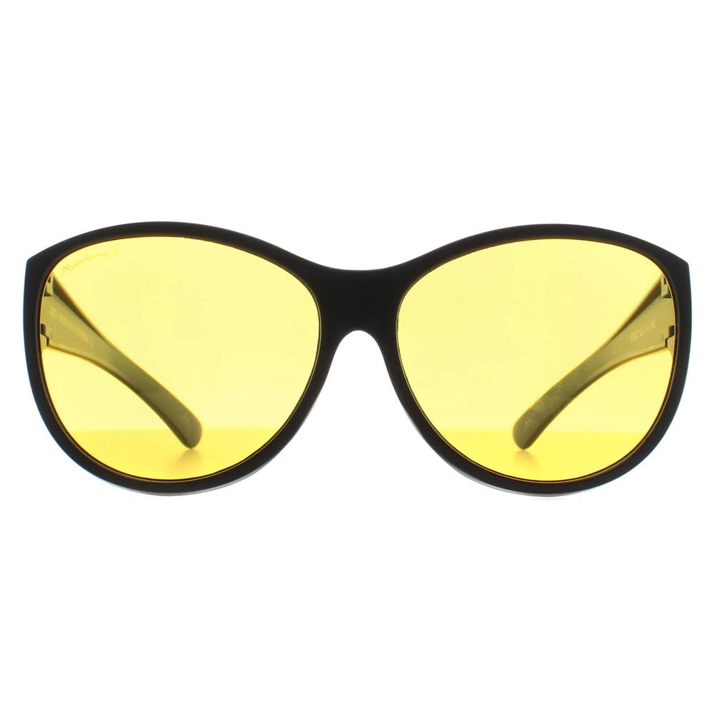 montana Women's Butterfly Matte Black Yellow Polarized FO Fit Over Glasses Night Driving Sunglasses