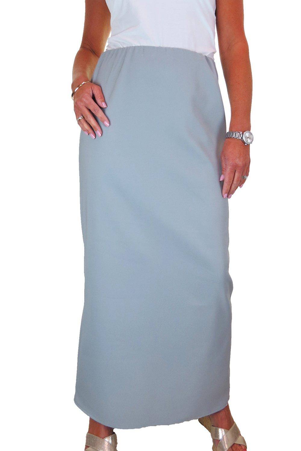 Paulo Due Pull On Elasticated Waist Maxi Pencil Skirt In Light Grey